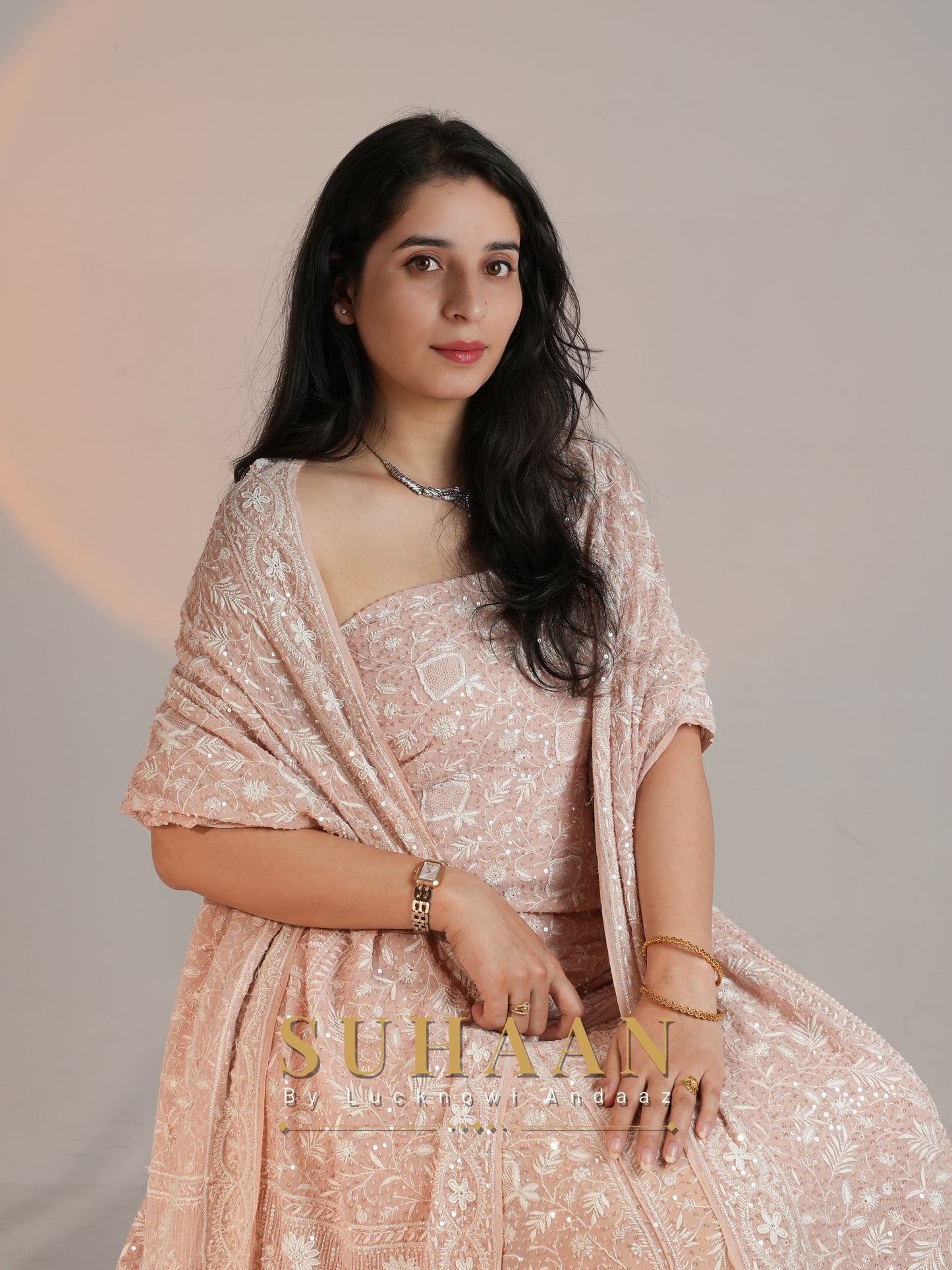 Suhaan Do Taar Chikankari embellished Wedding Lehenga