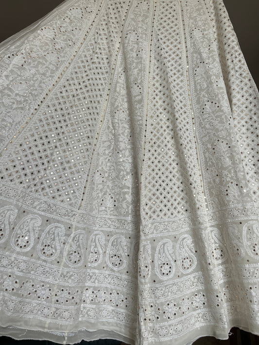 Lehenga Skirt allover Chikankari and mukaish