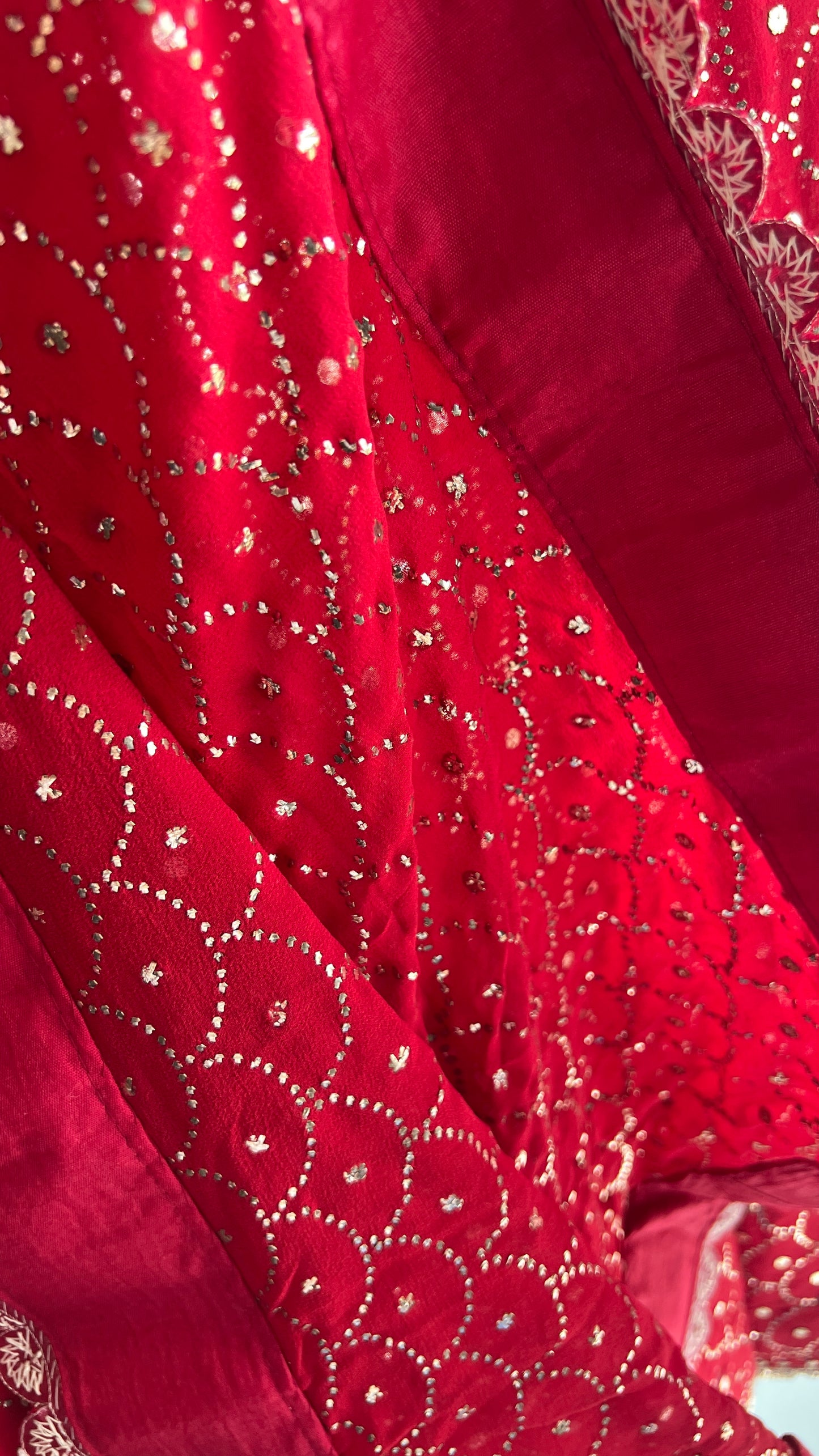Ruhani Red Heavy Mukaish Wedding Dupatta