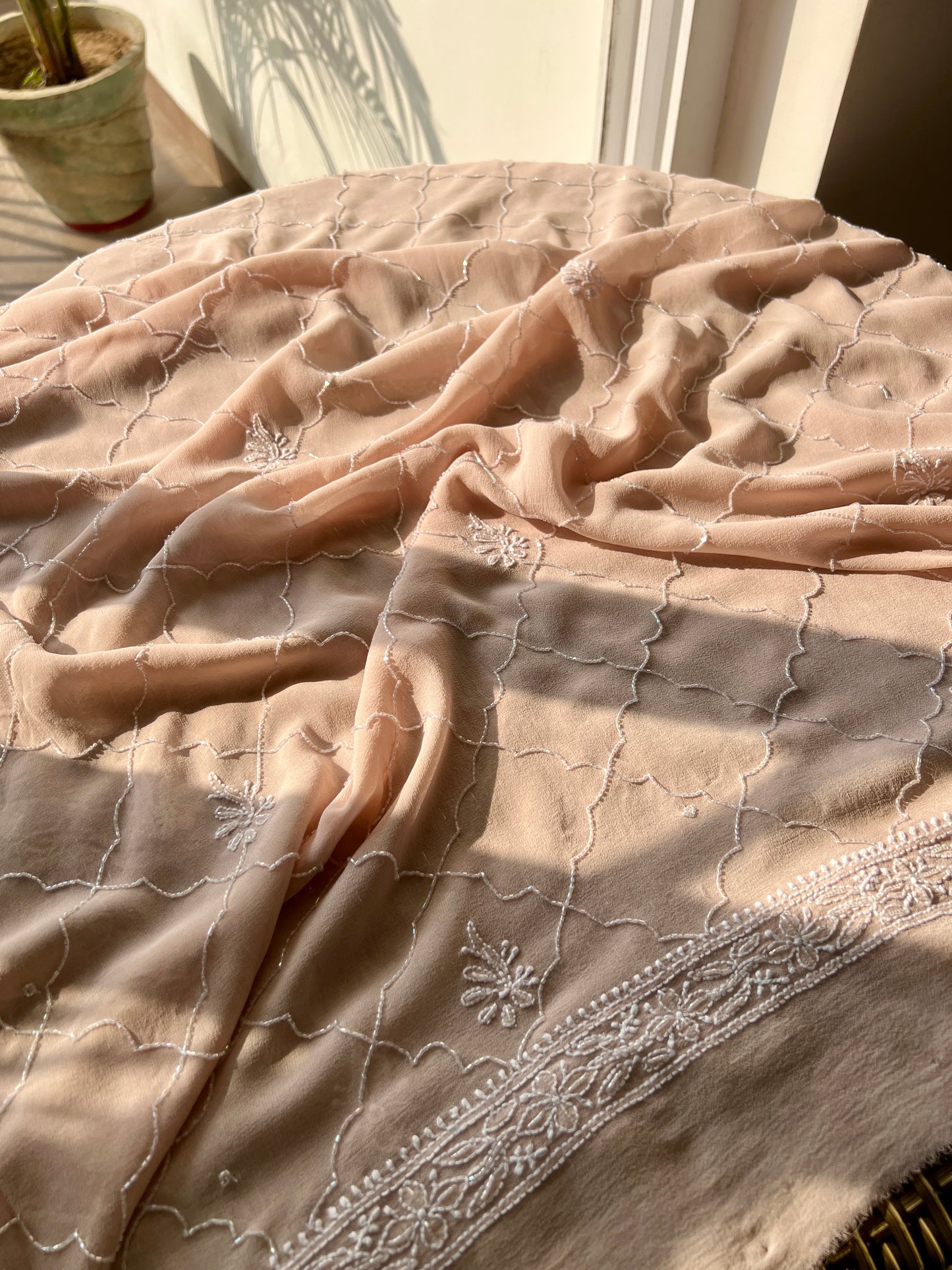 Suhaan Chikankari sequins cut Dana work kurta and dupatta