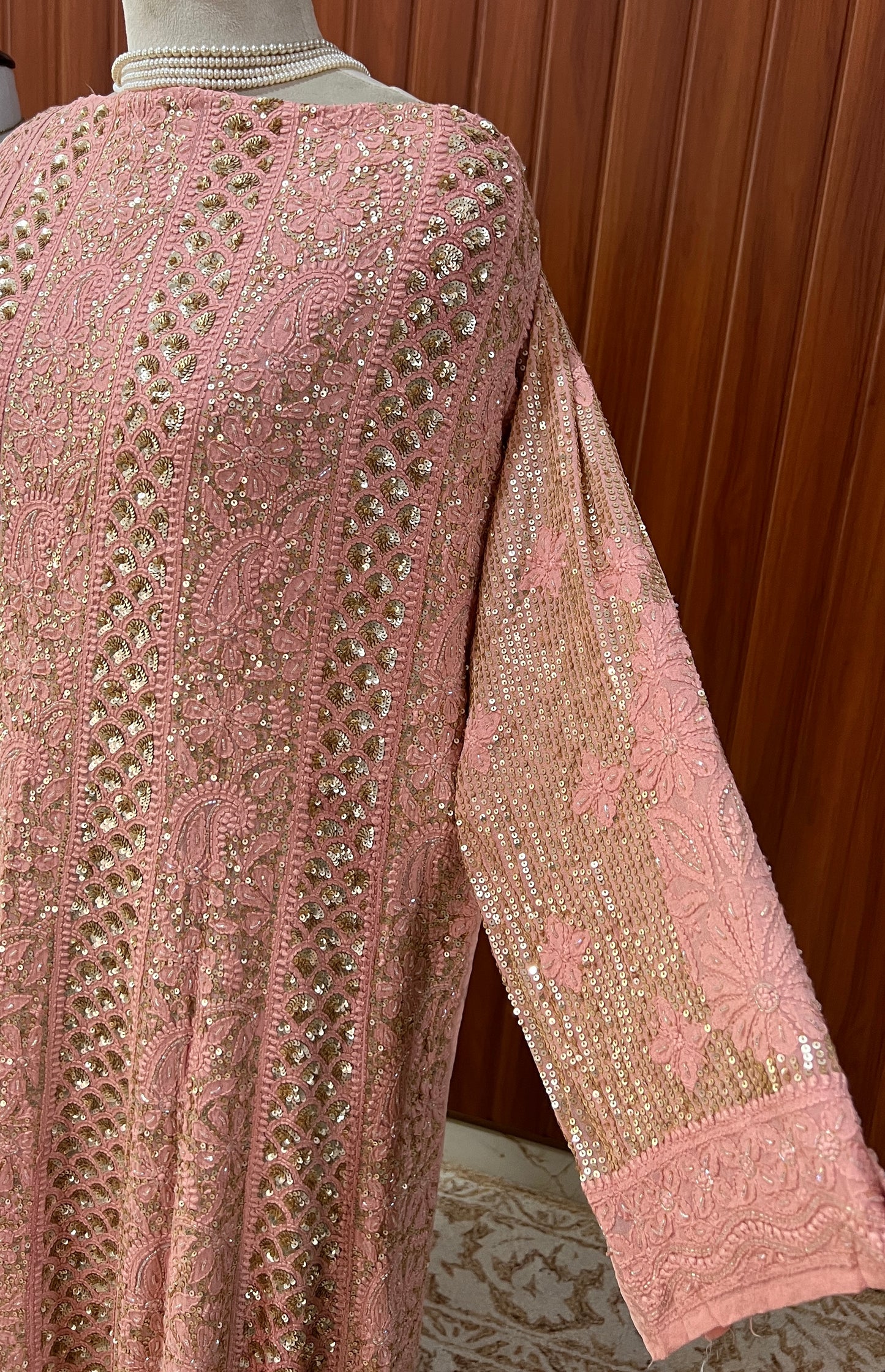 Ruhani Coral Pink Luxurious Wedding Anarkali
