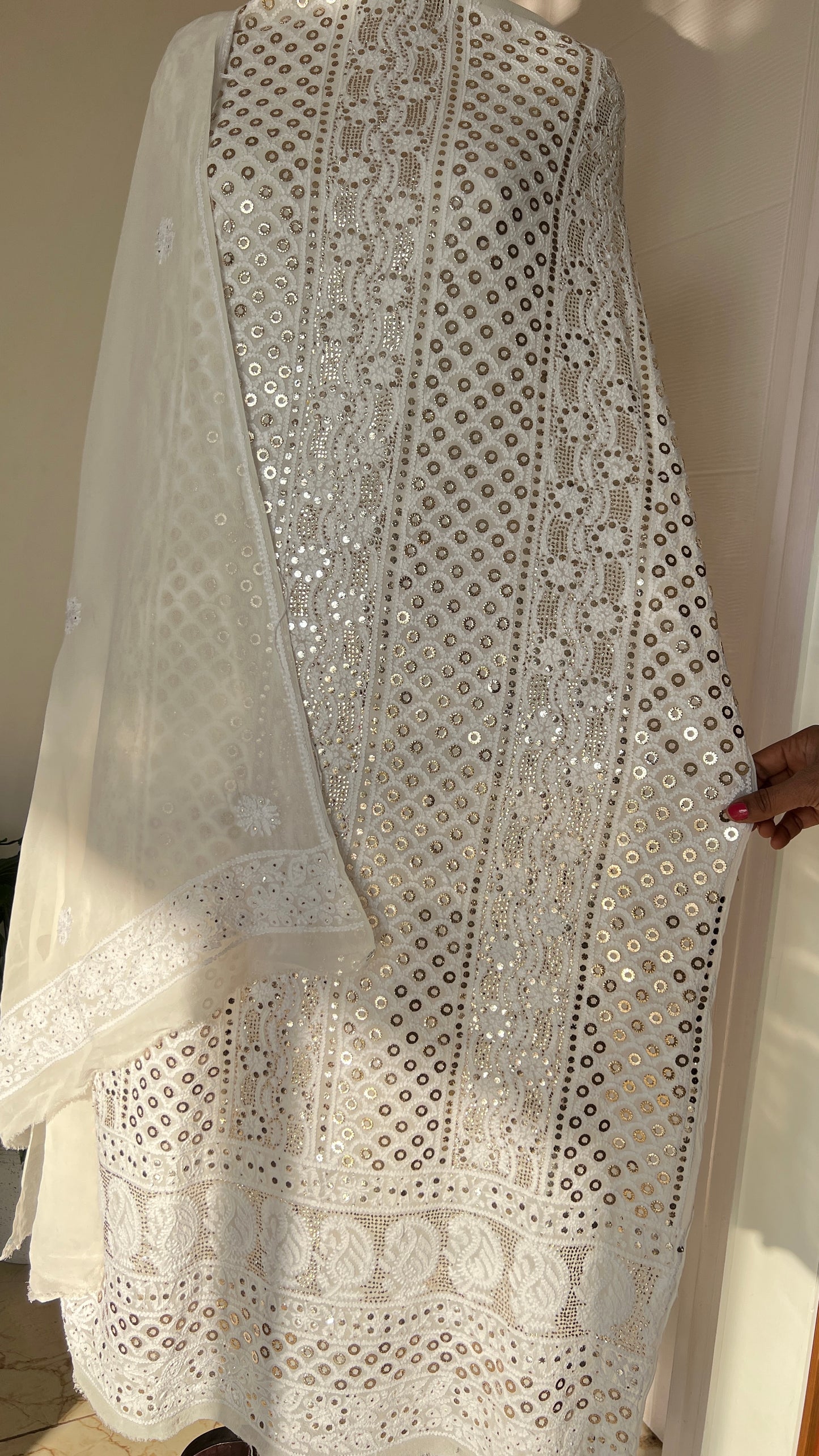 Chikankari and Ring Mukaish Kurta and Dupatta