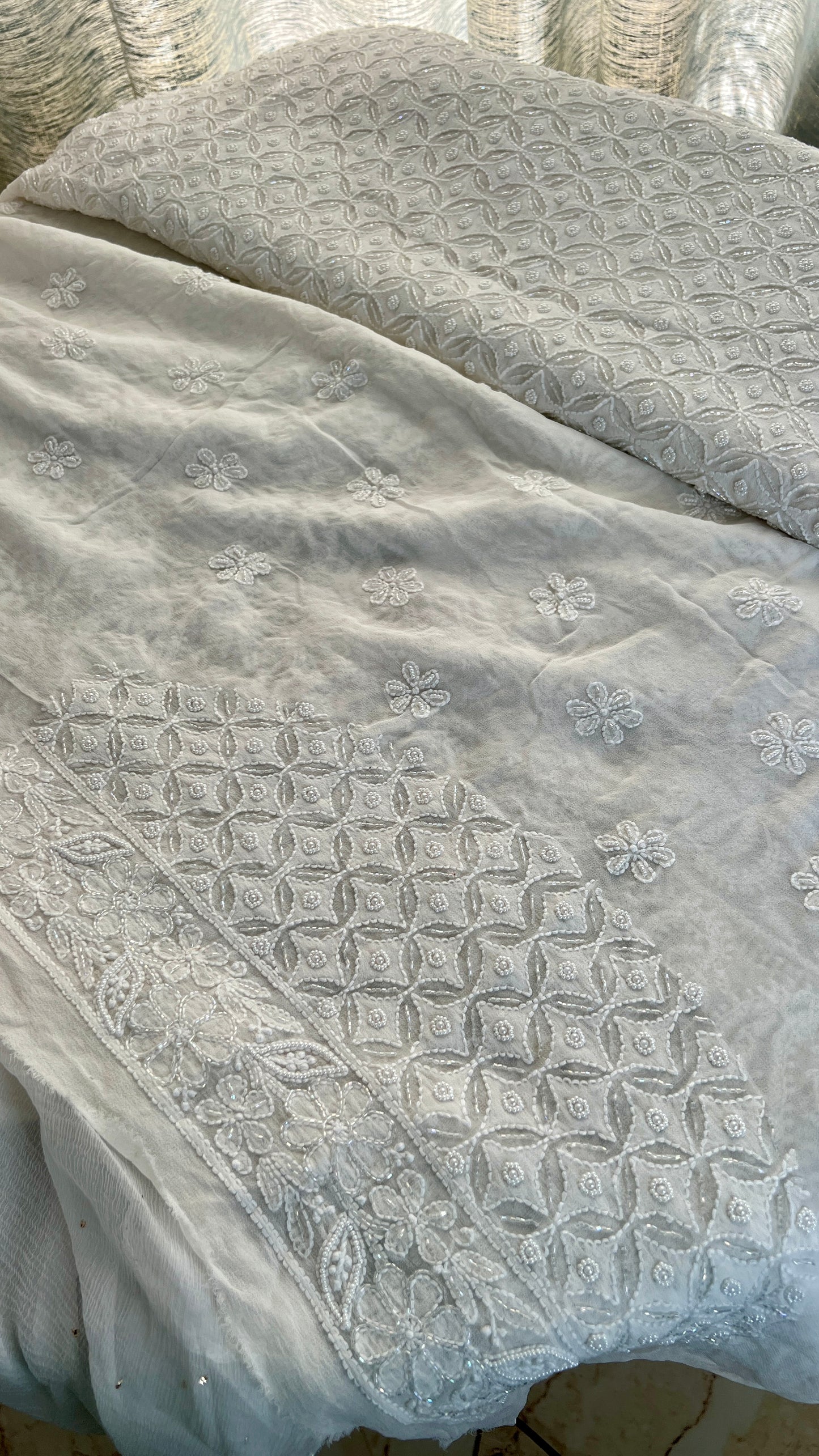 Ruhani Chikankari Pearl Cut Dana and Sequins Saree