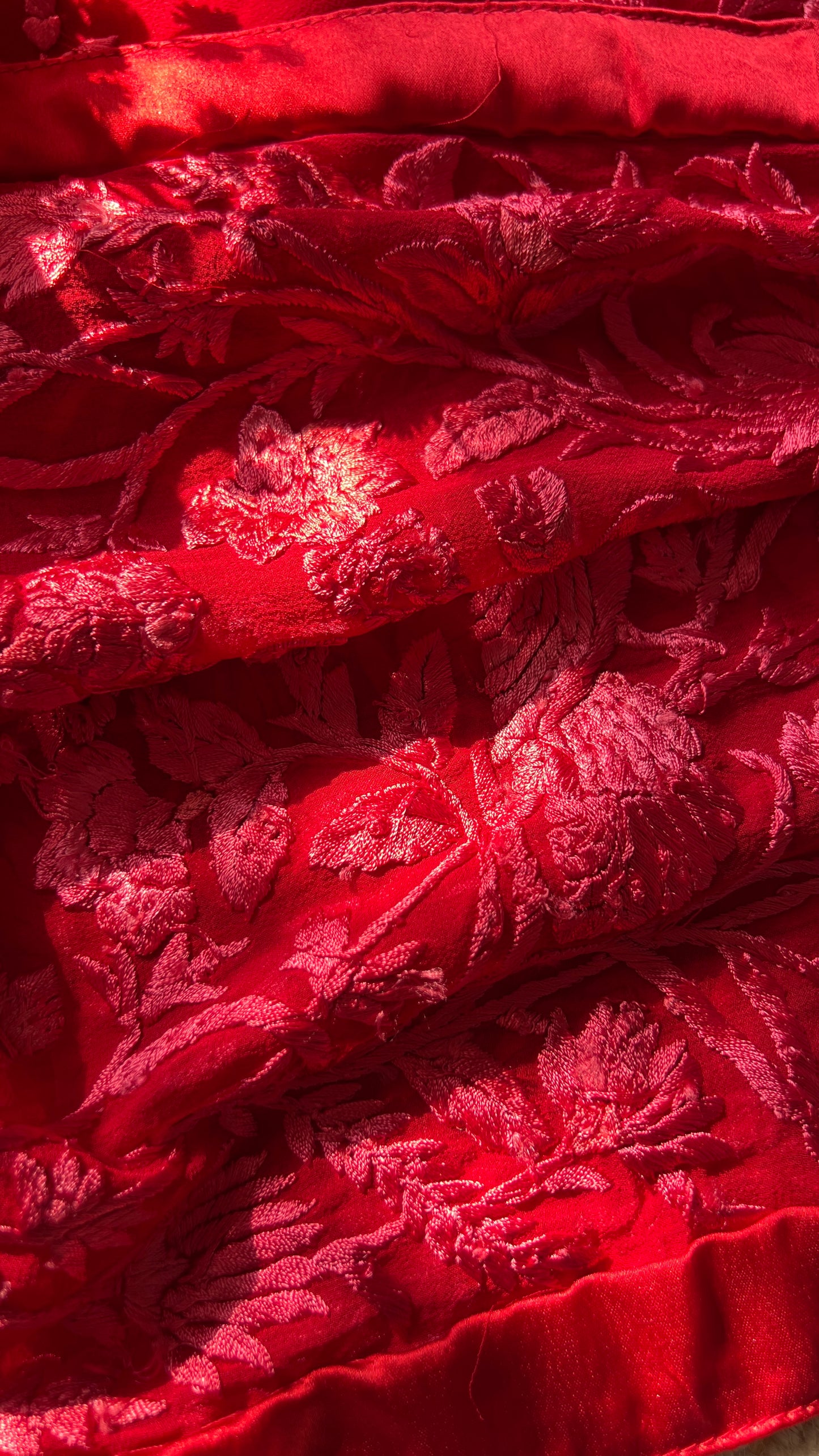 Roja Red pure georgette saree with parsi gara hand embroidery