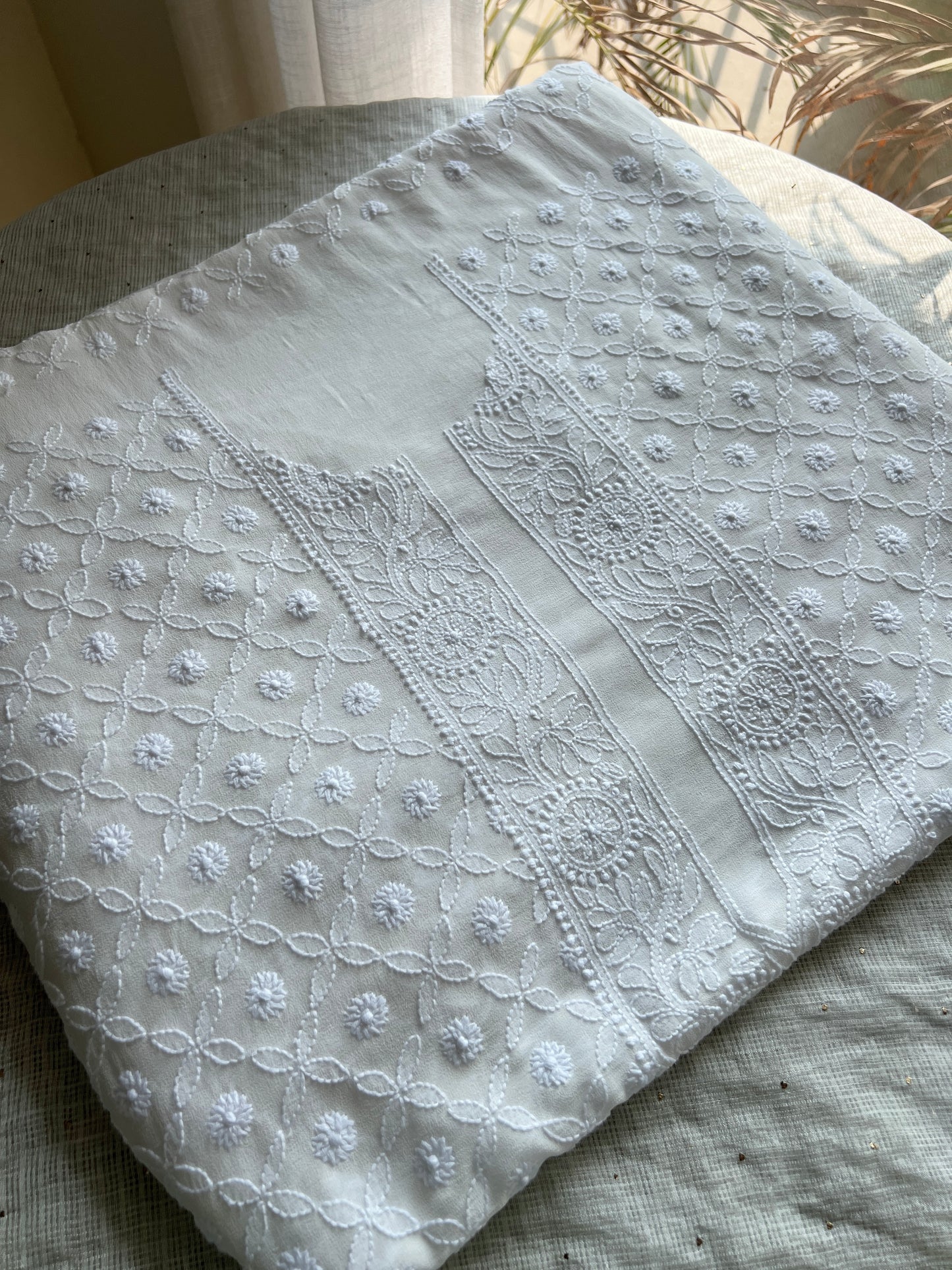 Ivory Allover Chikankari Men's Kurta Fabric