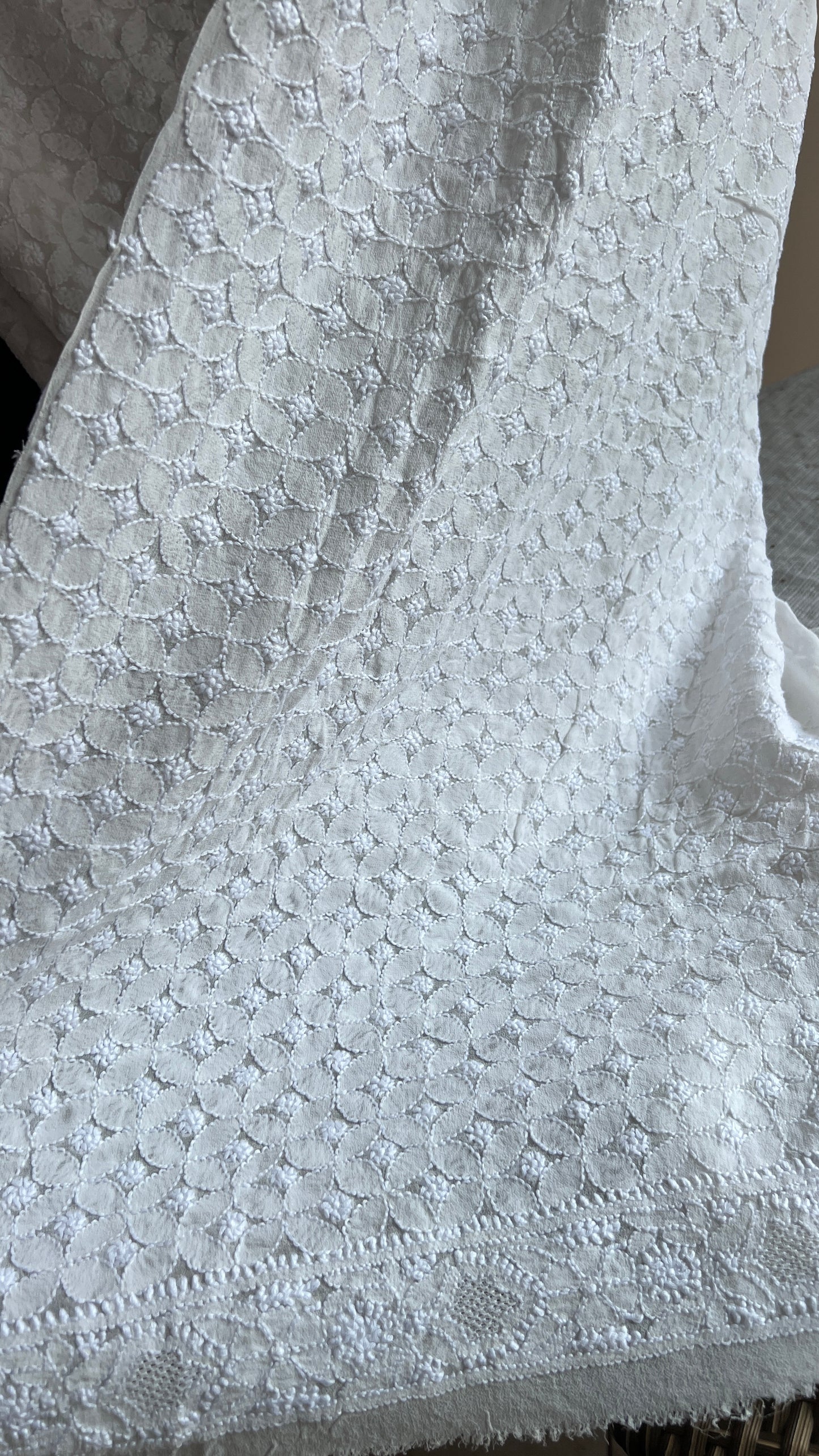 Ivory Allover Chikankari Men's Kurta Fabric