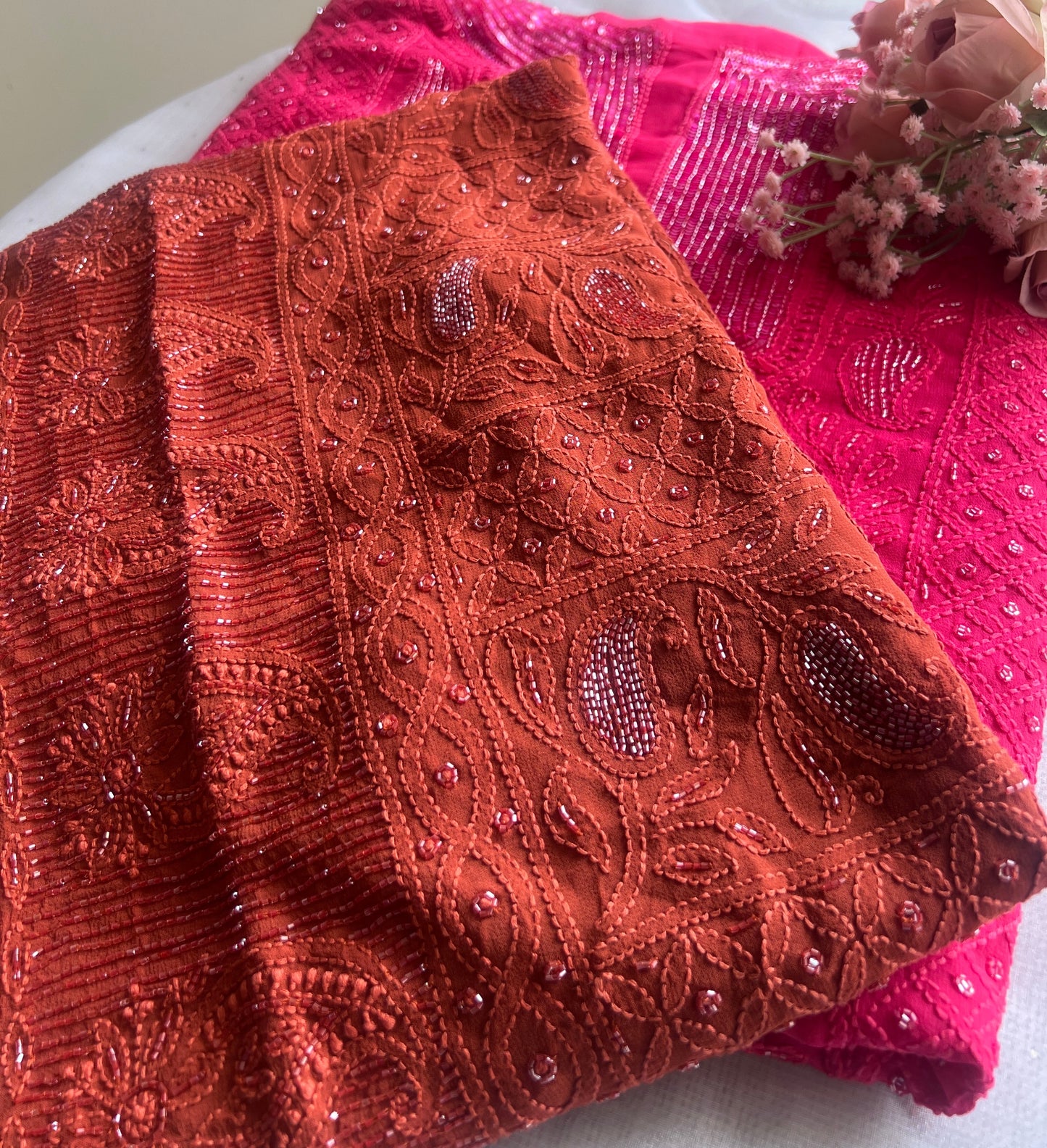Chikankari cut dana sequins work kurta and dupatta