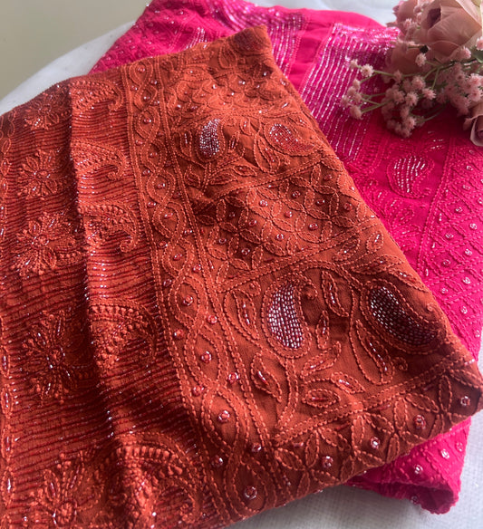 Chikankari cut dana sequins work kurta and dupatta