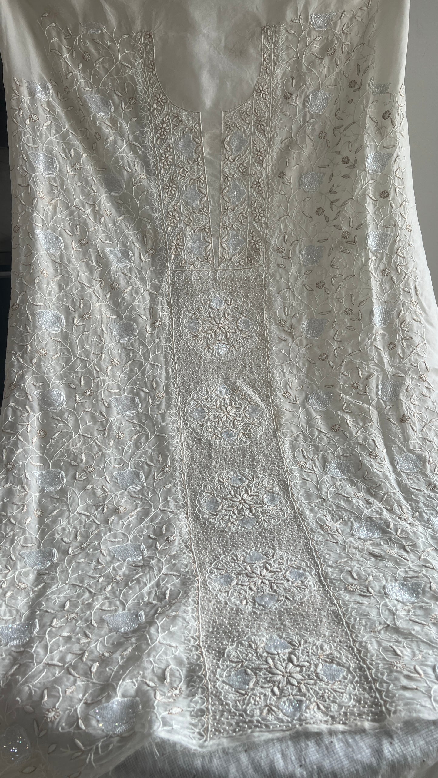 Ruhani Ivory masterpiece Chikankari pure Organza kurta with dupatta