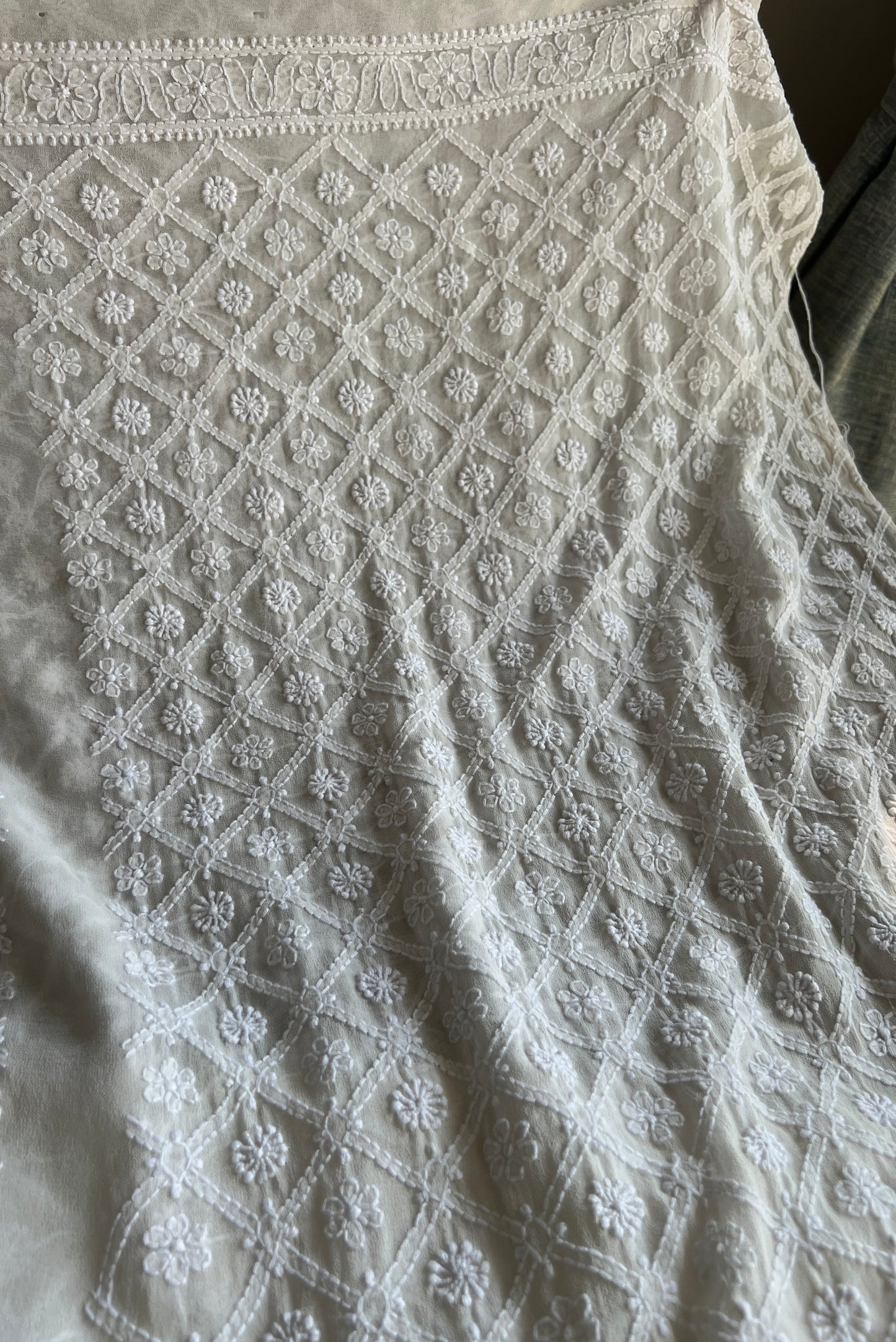 Ivory Allover Chikankari Men's Kurta Fabric