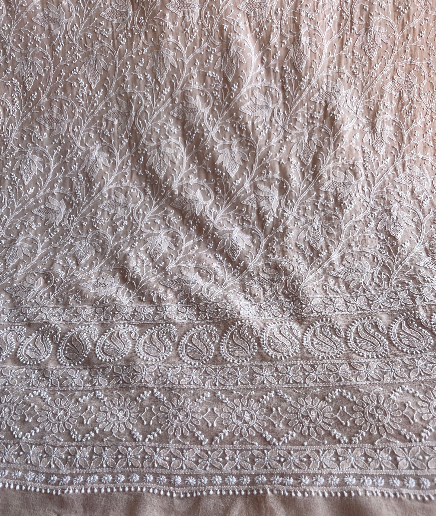 Suhaan Powder Peach 3 taar Chikankari kurta and dupatta
