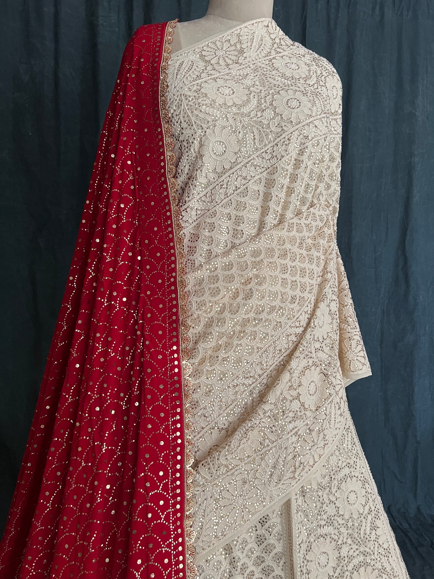 Ruhani Ivory Chikankari and Fardi Mukaish Wedding Lehenga