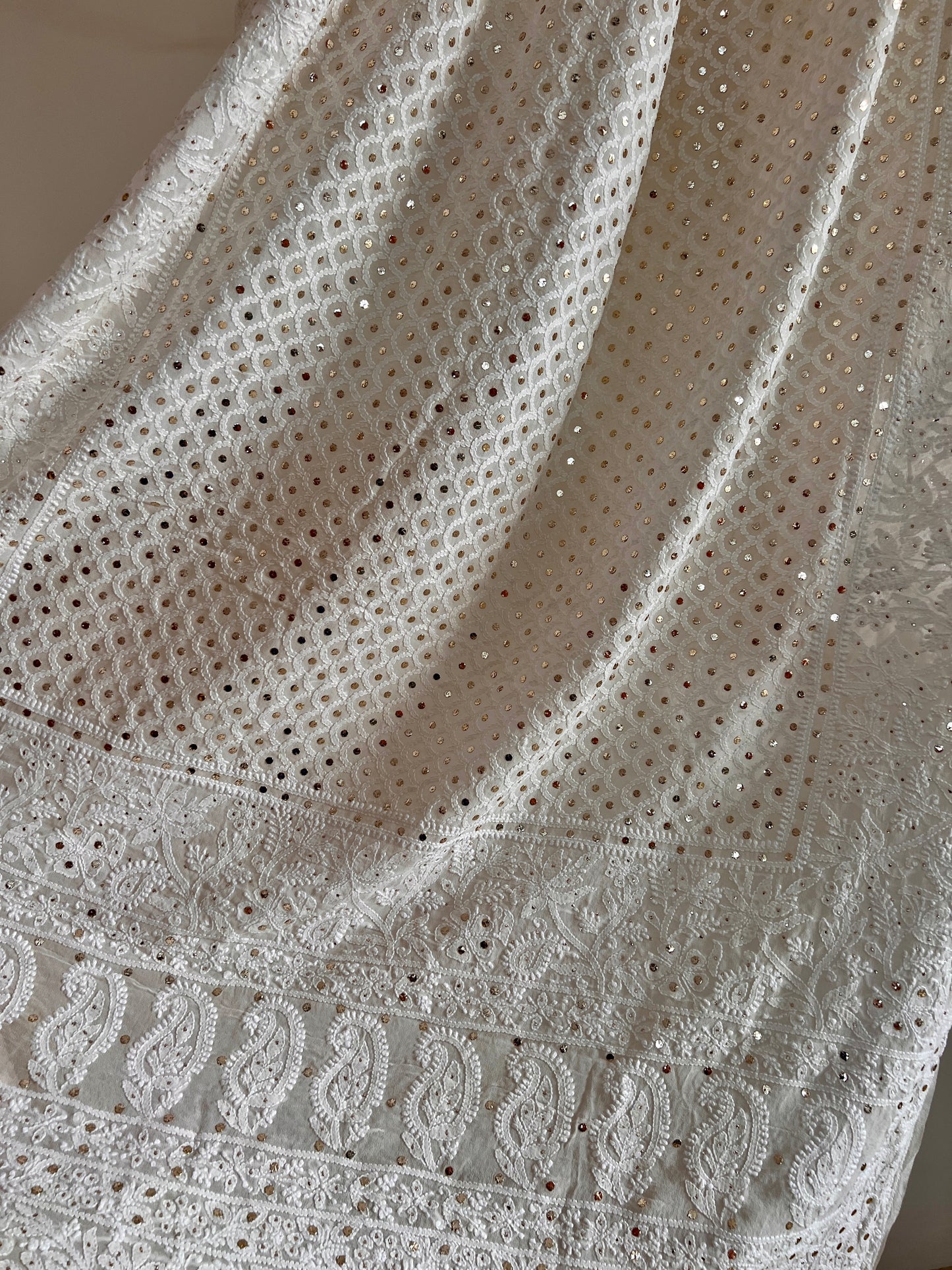 Ruhani Chikankari and Mukaish Dupatta