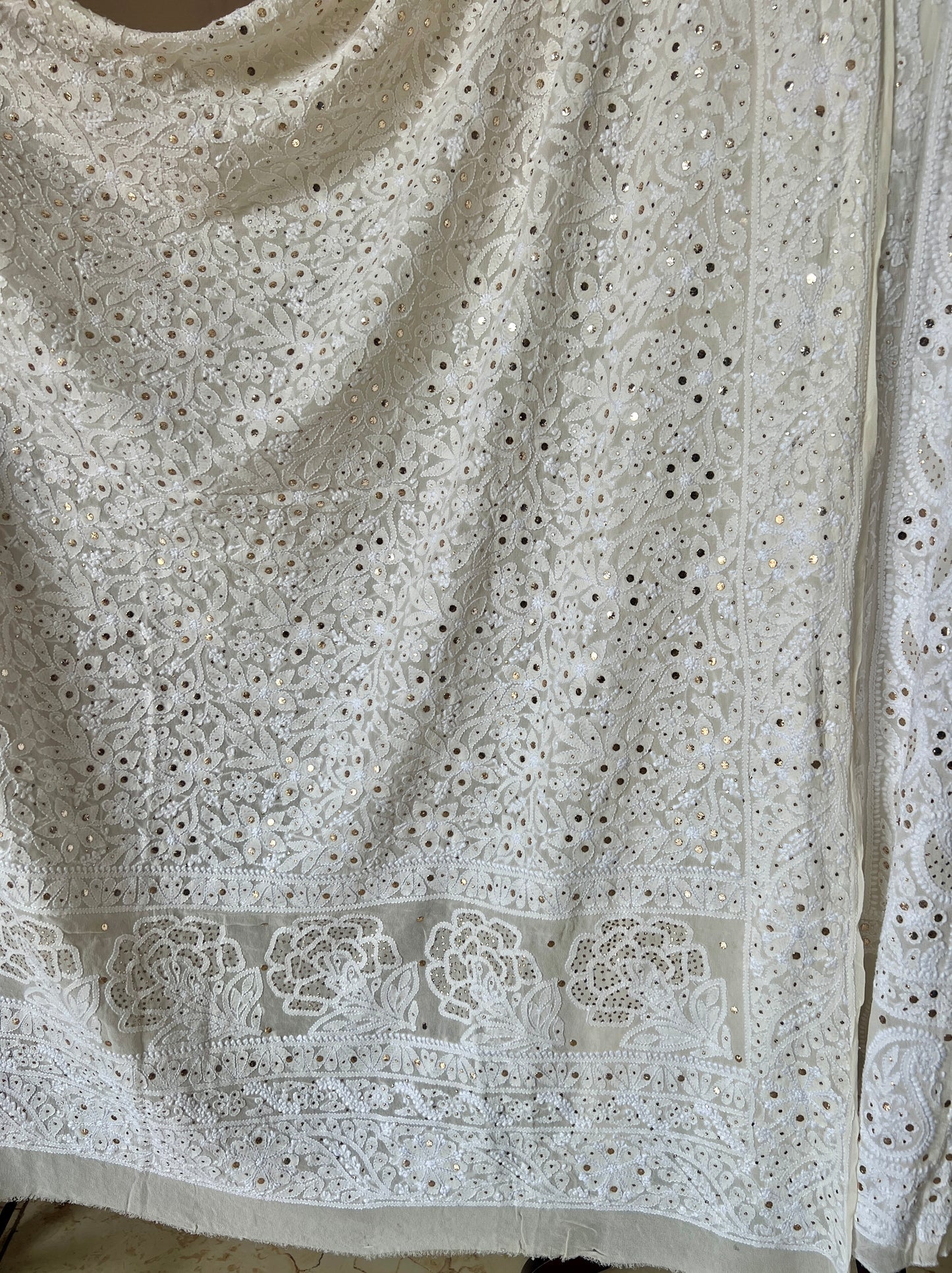 Ruhani Chikankari and Mukaish Dupatta