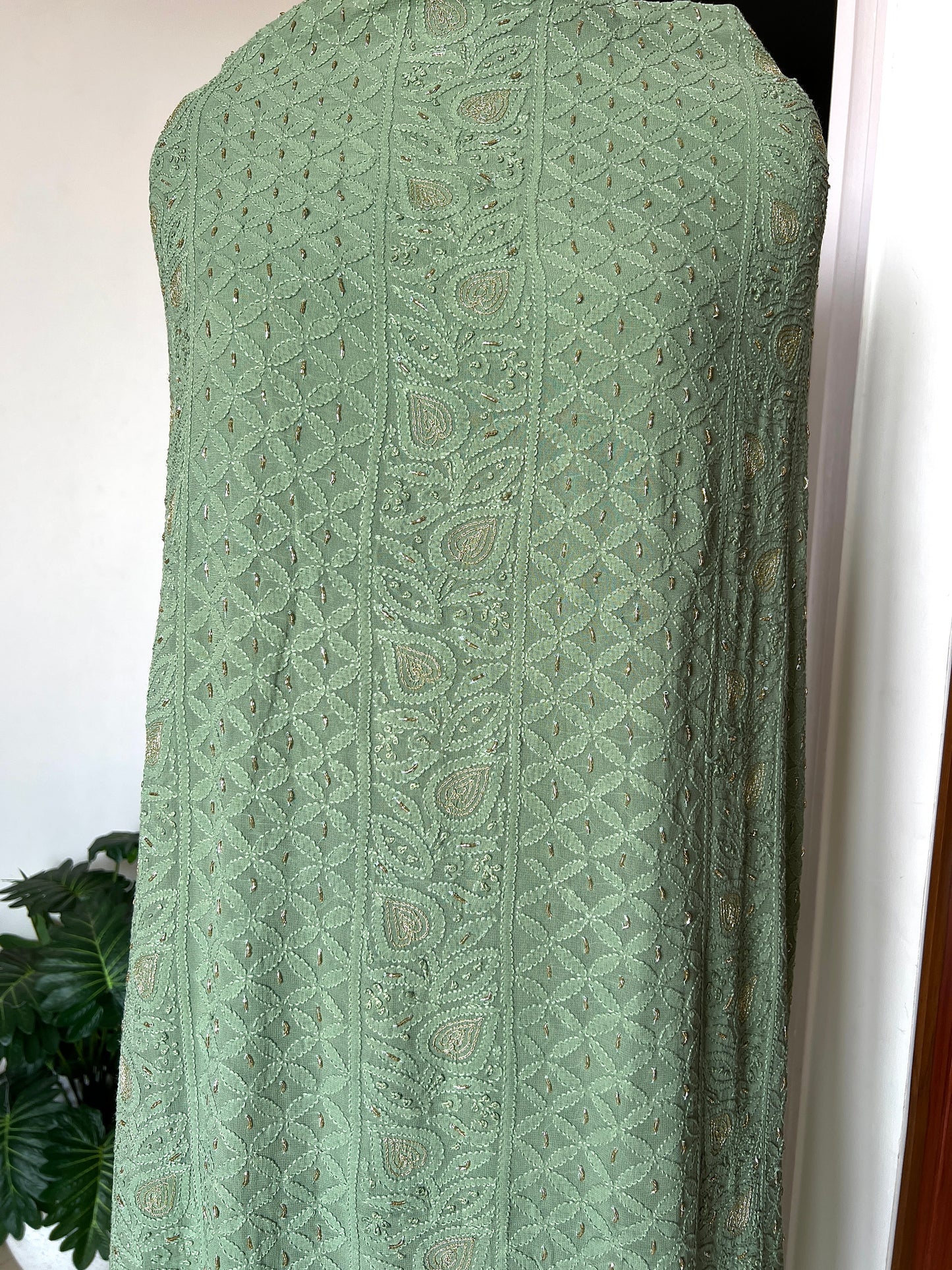 Chikankari golden Cut Dana and aari work Kurta and Dupatta