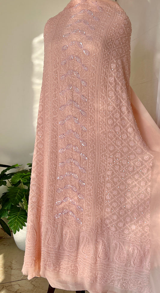 Chikankari cut dana sequins work kurta and dupatta