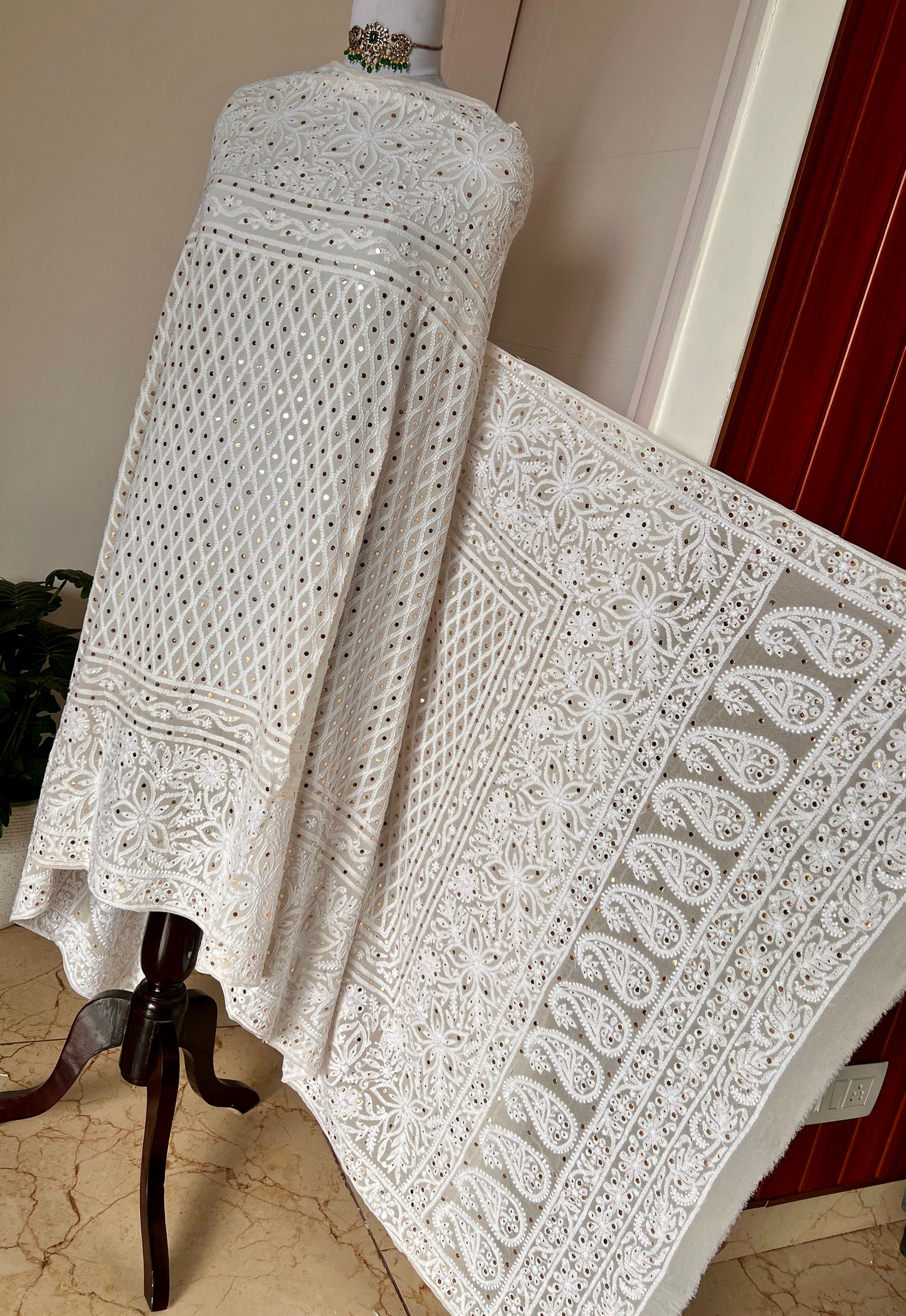 Ruhani Chikankari and Mukaish Dupatta