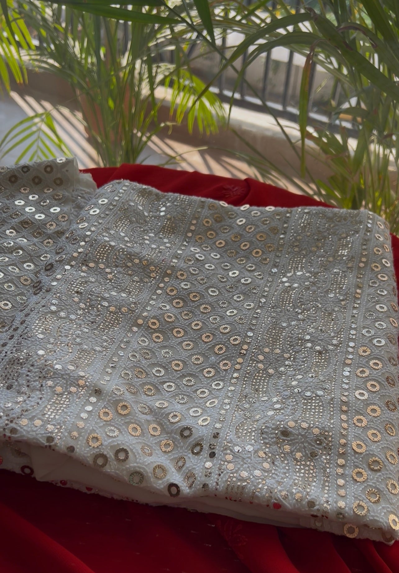 Chikankari and Ring Mukaish Kurta and Dupatta