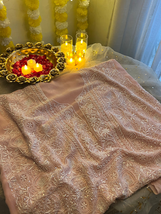 Suhaan Chikankari pearl sequins cut Dana kurta and dupatta