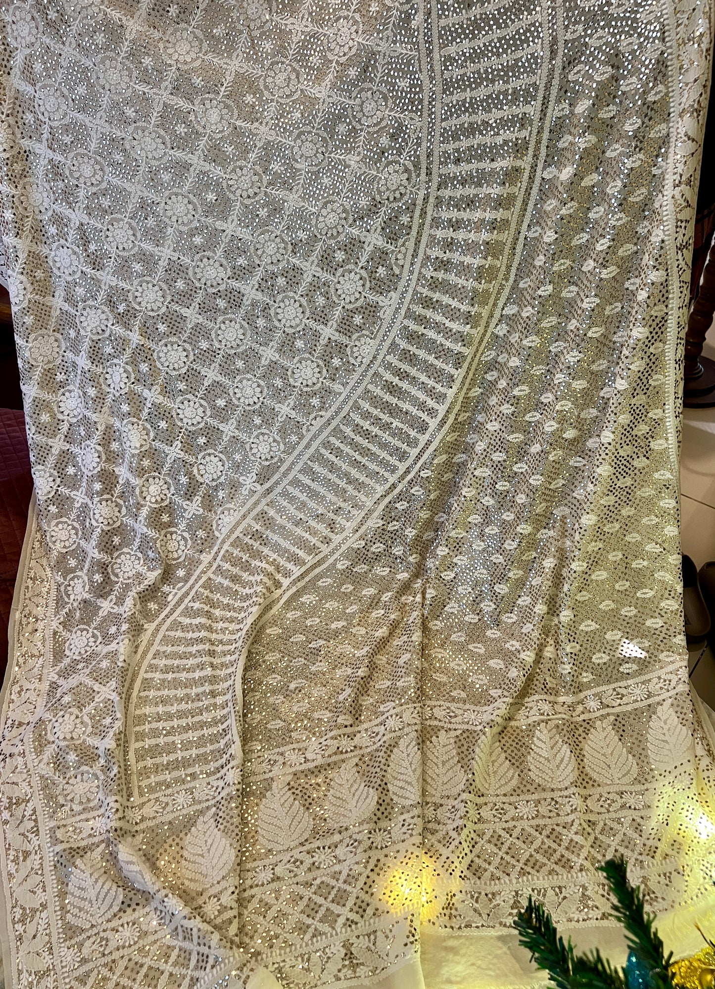 Suhaan Chikankari and Heavy Mukaish wedding Dupatta