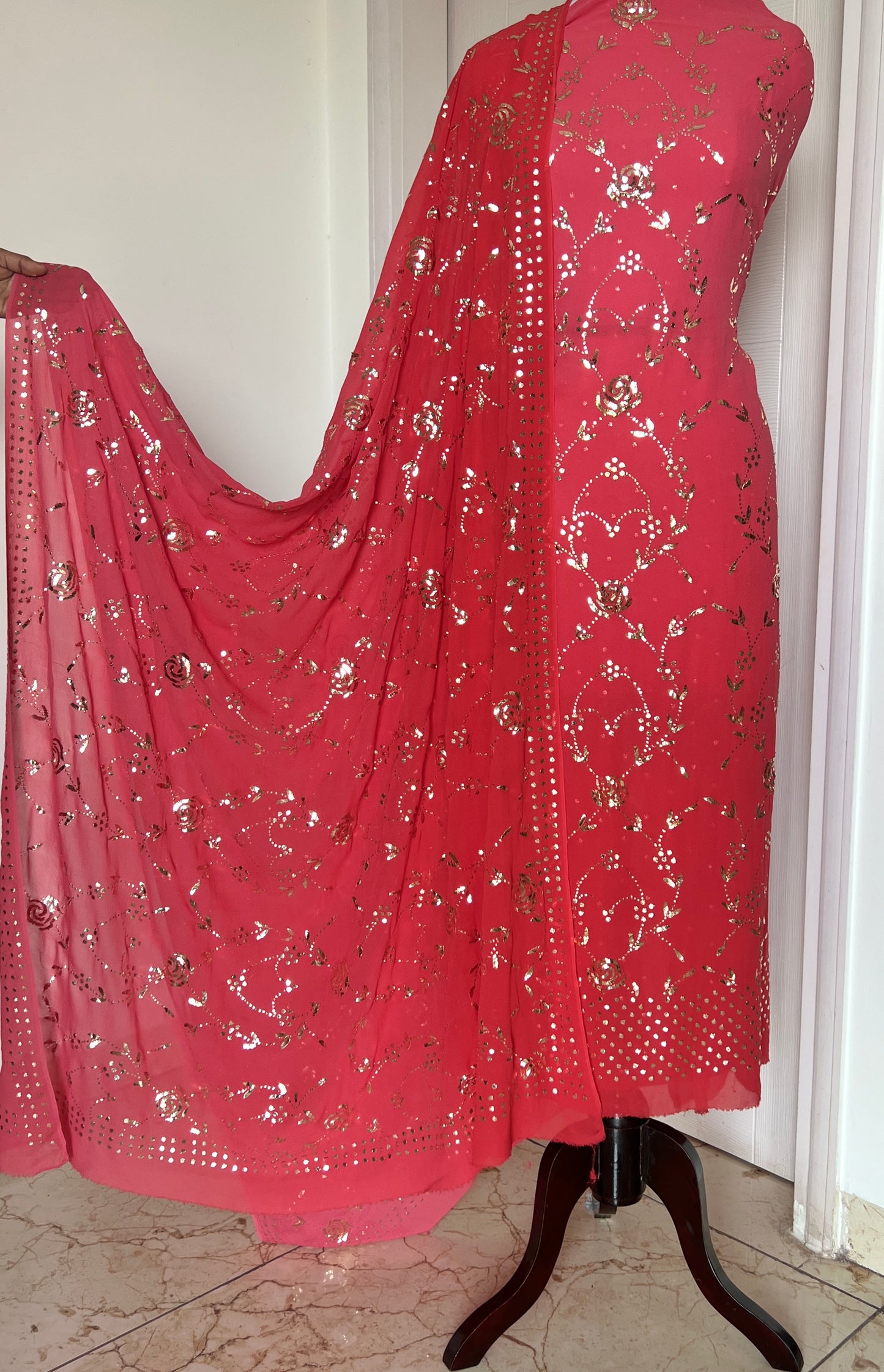 Gulaab Badla and Mukaish work Kurta & Dupatta Set