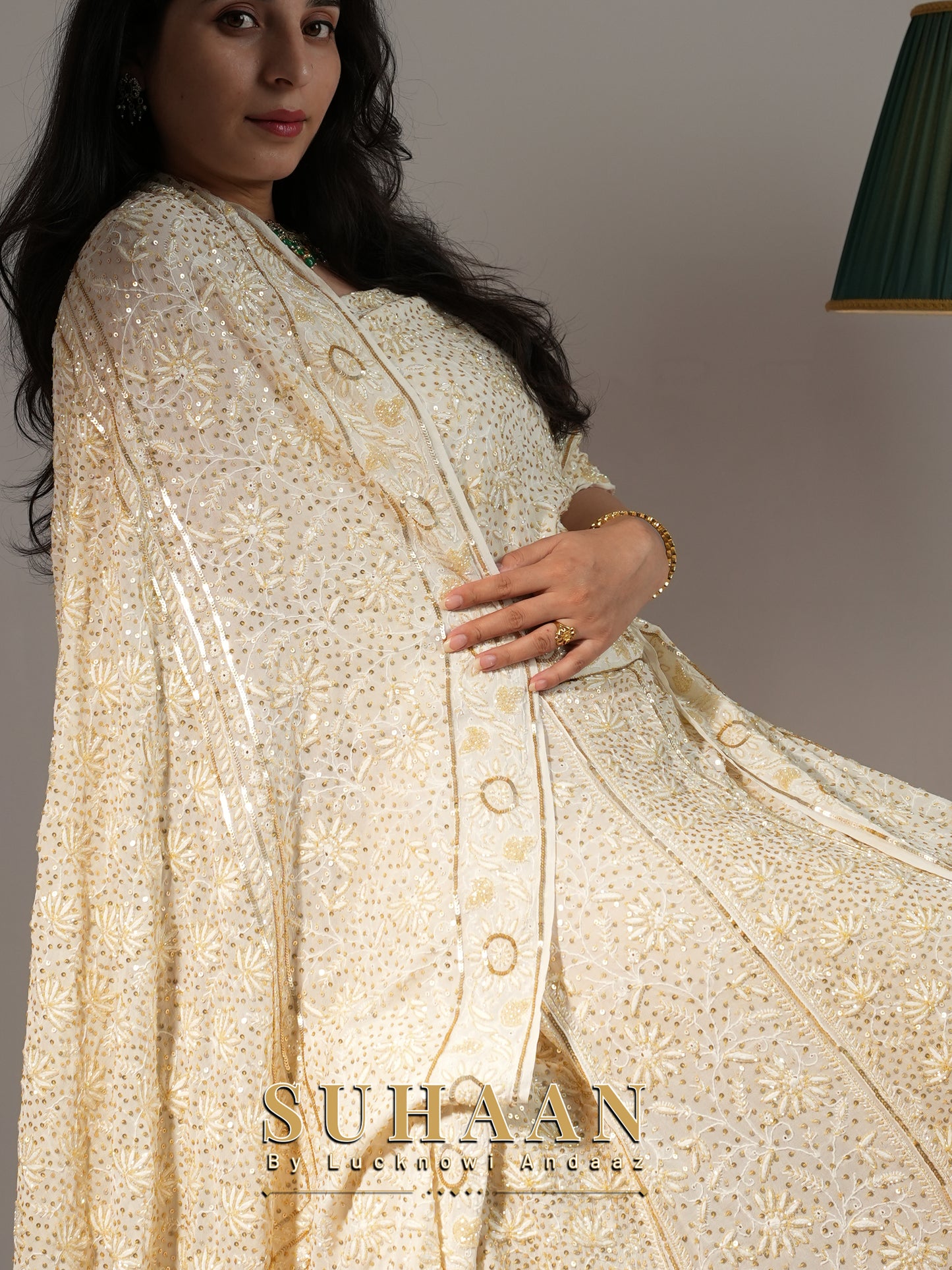 Suhaan Do Taar Chikankari embellished Wedding Lehenga
