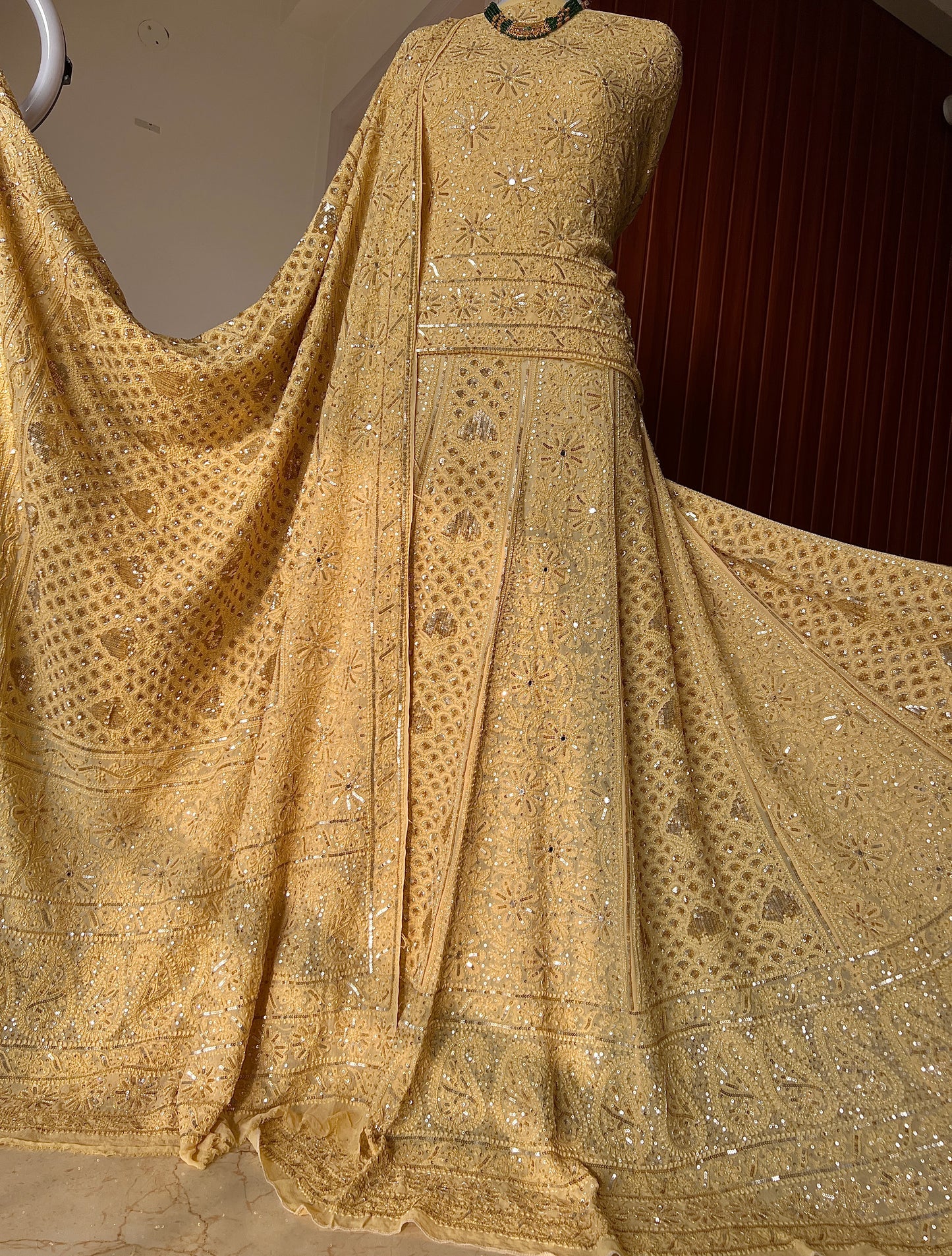 Masterpiece Ruhani Golden Chikankari Sequins Wedding Lehenga