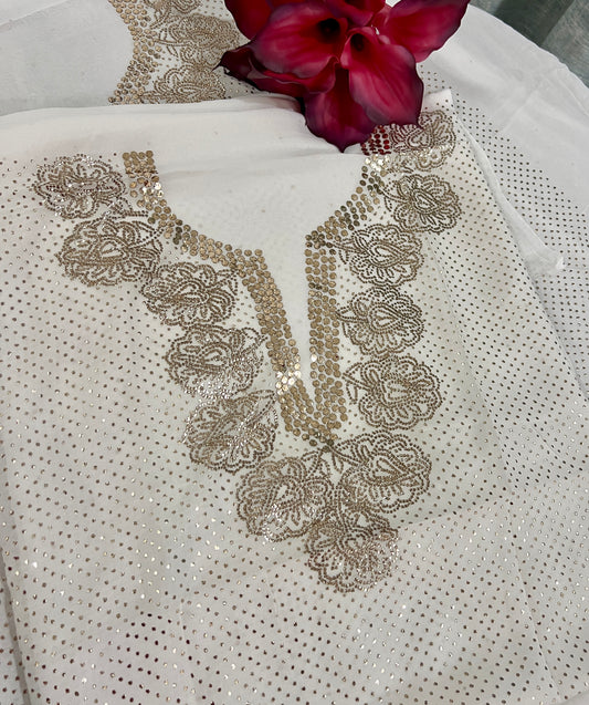 White bareek mukaish work Kurta and Dupatta