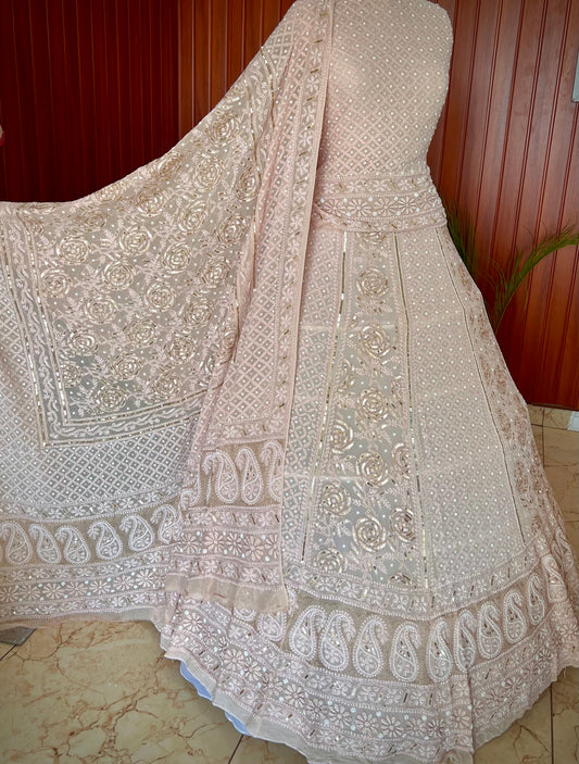 Designer Lucknowi Lehenga Choli, Bridesmaid lehenga Georgette Sequence  Lehenga | eBay