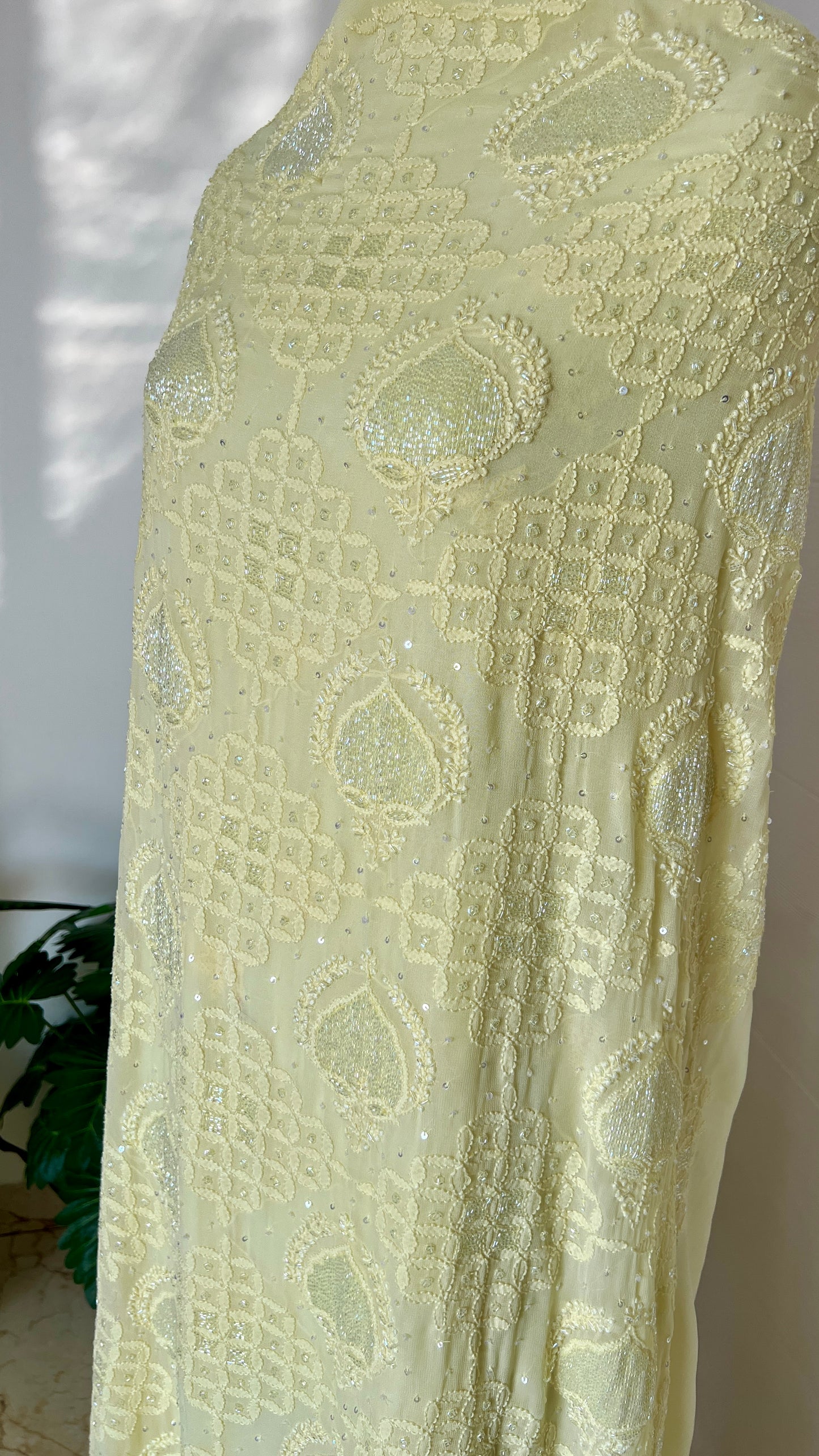 Chikankari cut dana sequins work kurta and dupatta