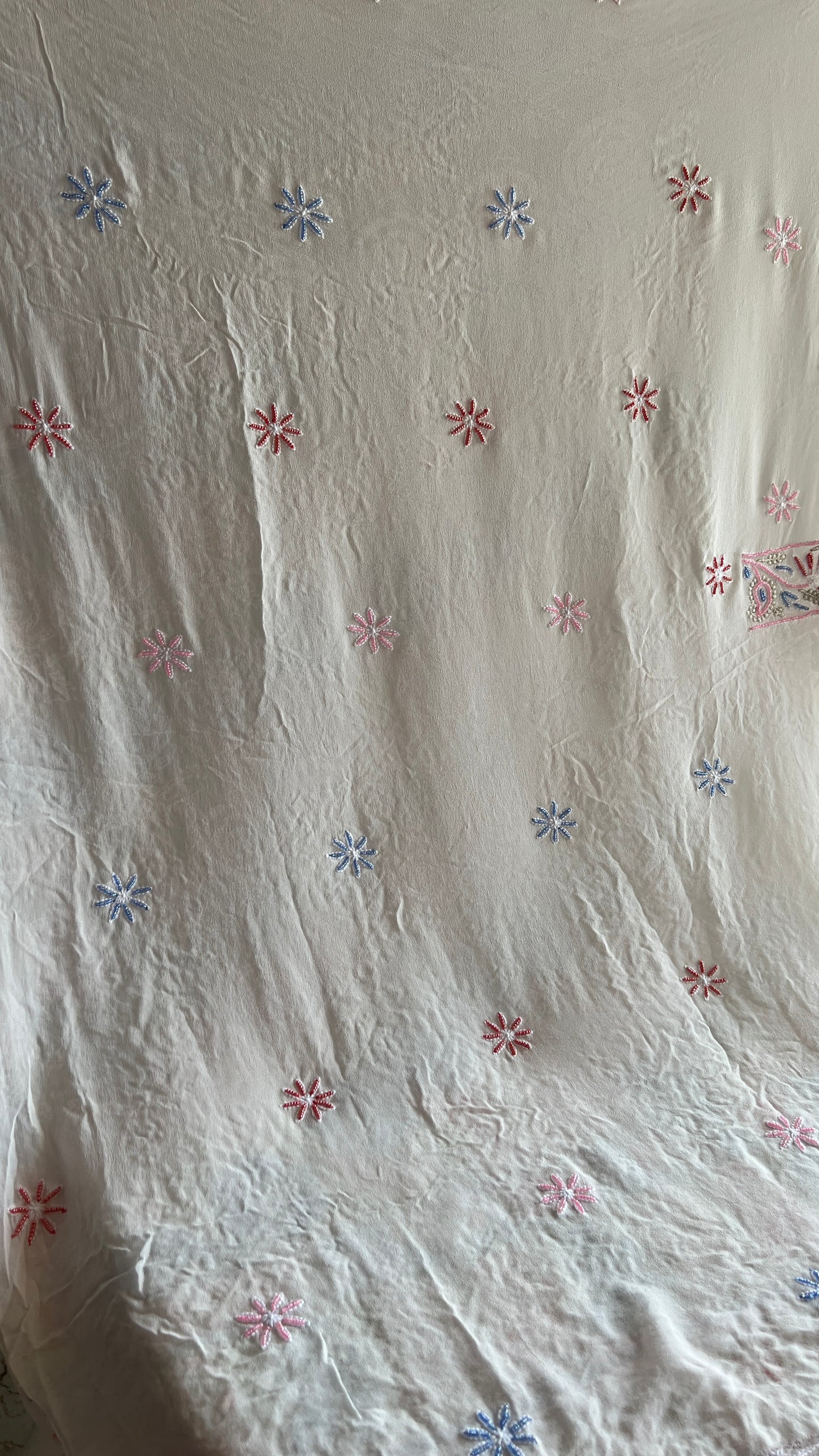 Ivory Chikankari and multicolored Beads Embroidered Kurta and Dupatta
