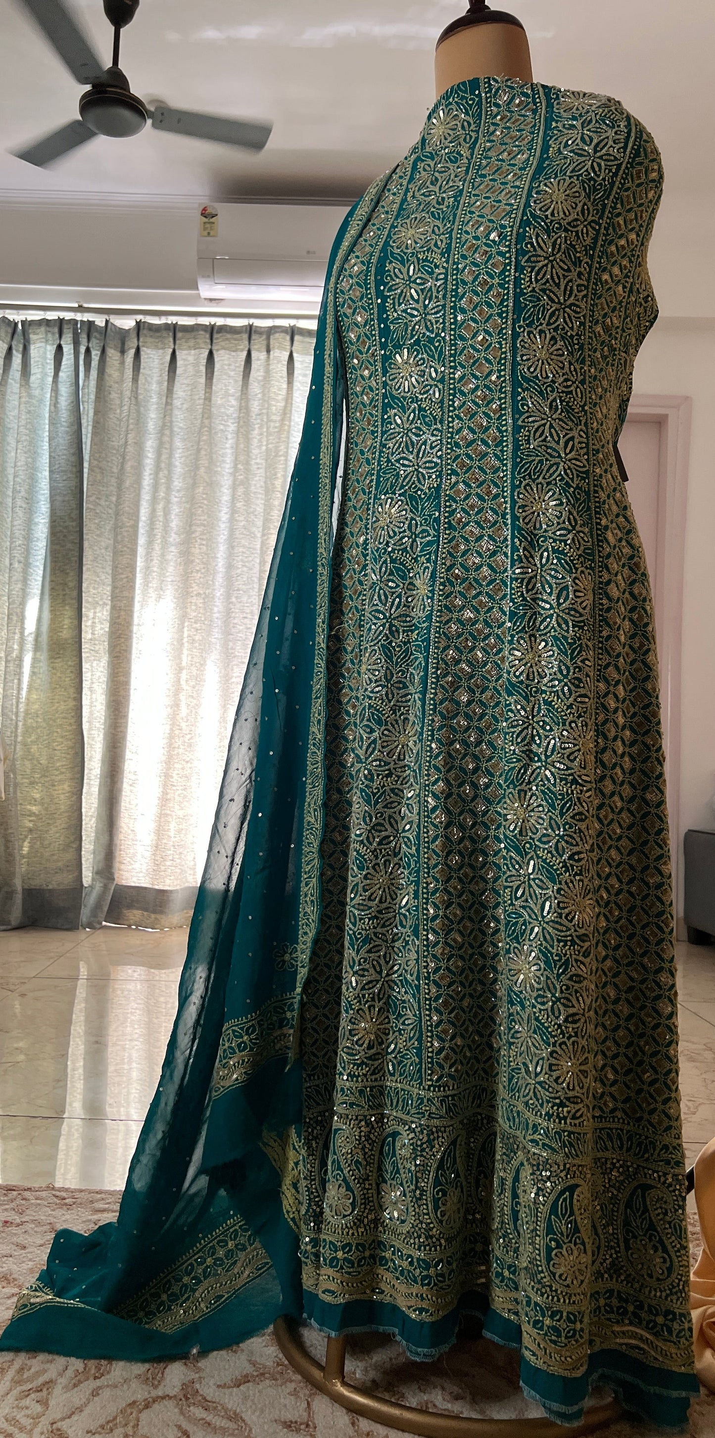 Ruhani turquoise Wedding Anarkali