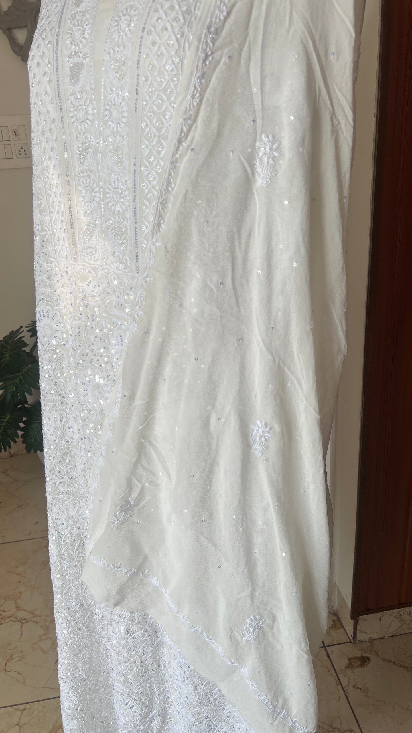 Suhaan Chikankari sequins cut Dana work kurta and dupatta