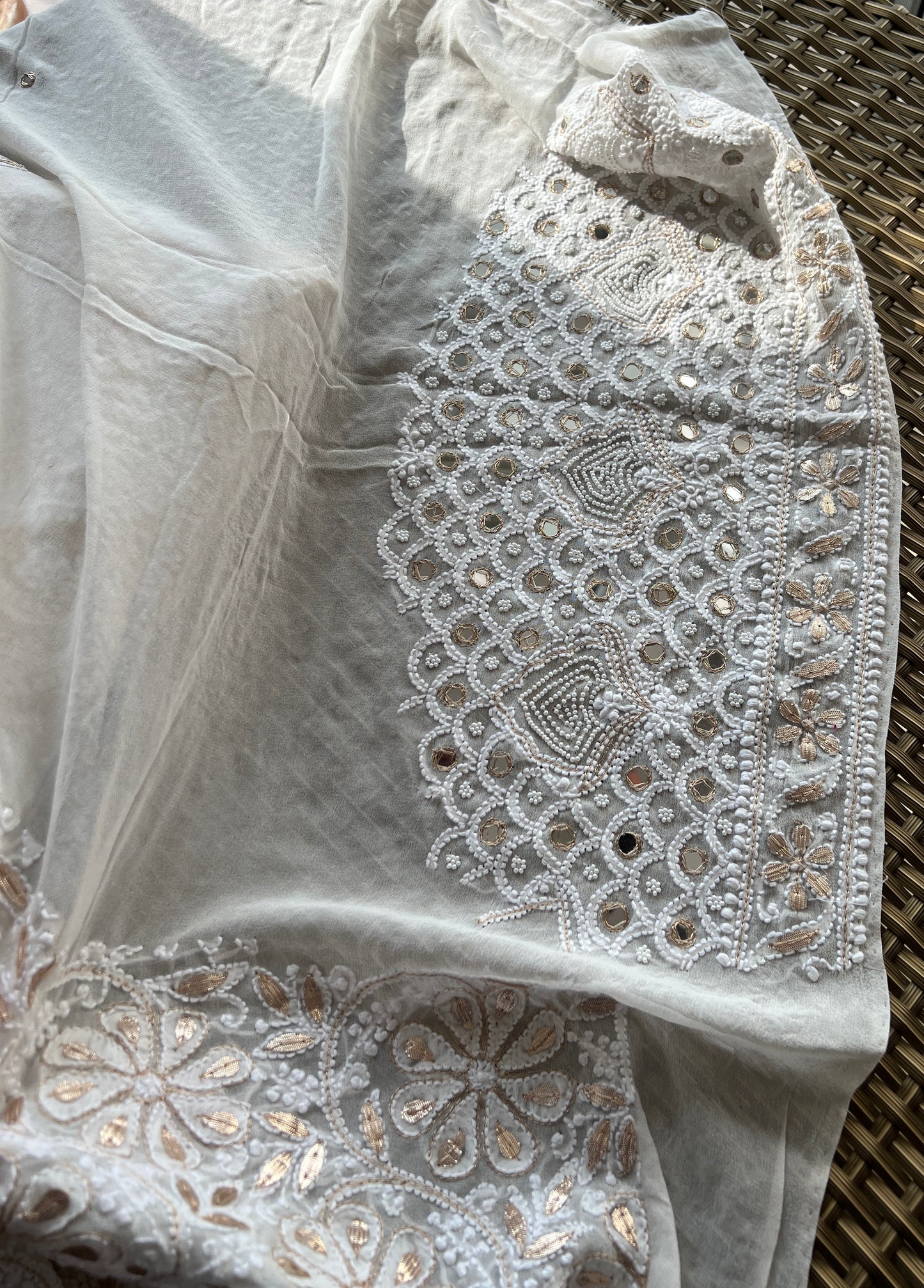 Ruhani Chikankari pearl mirror and sequins lehenga