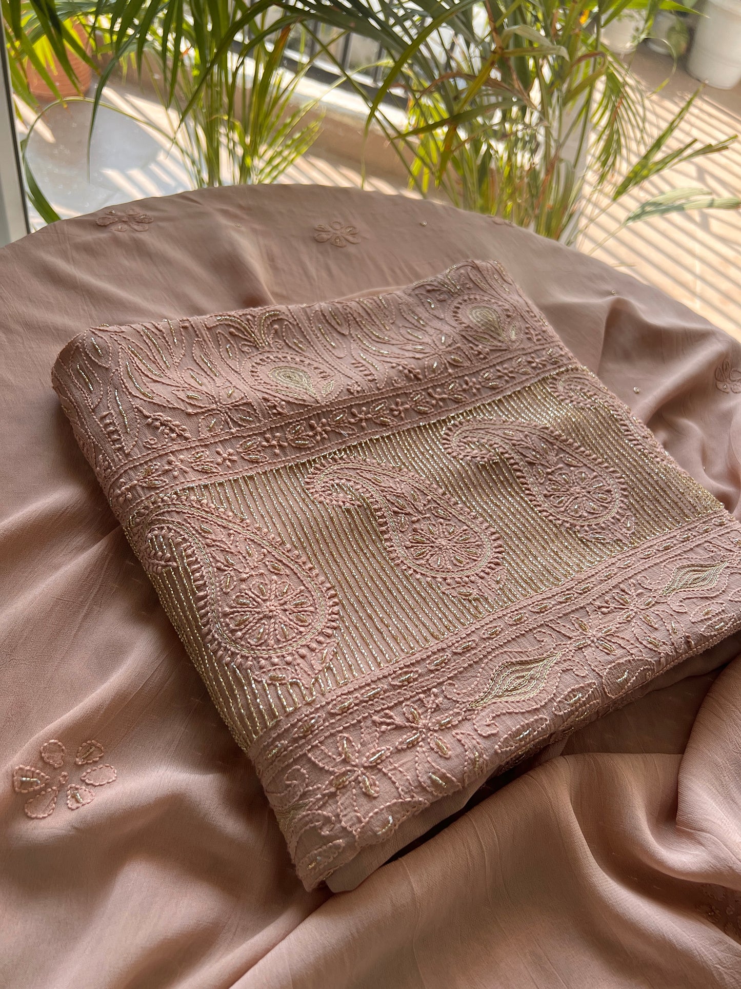 Chikankari golden Cut Dana and aari work Kurta and Dupatta