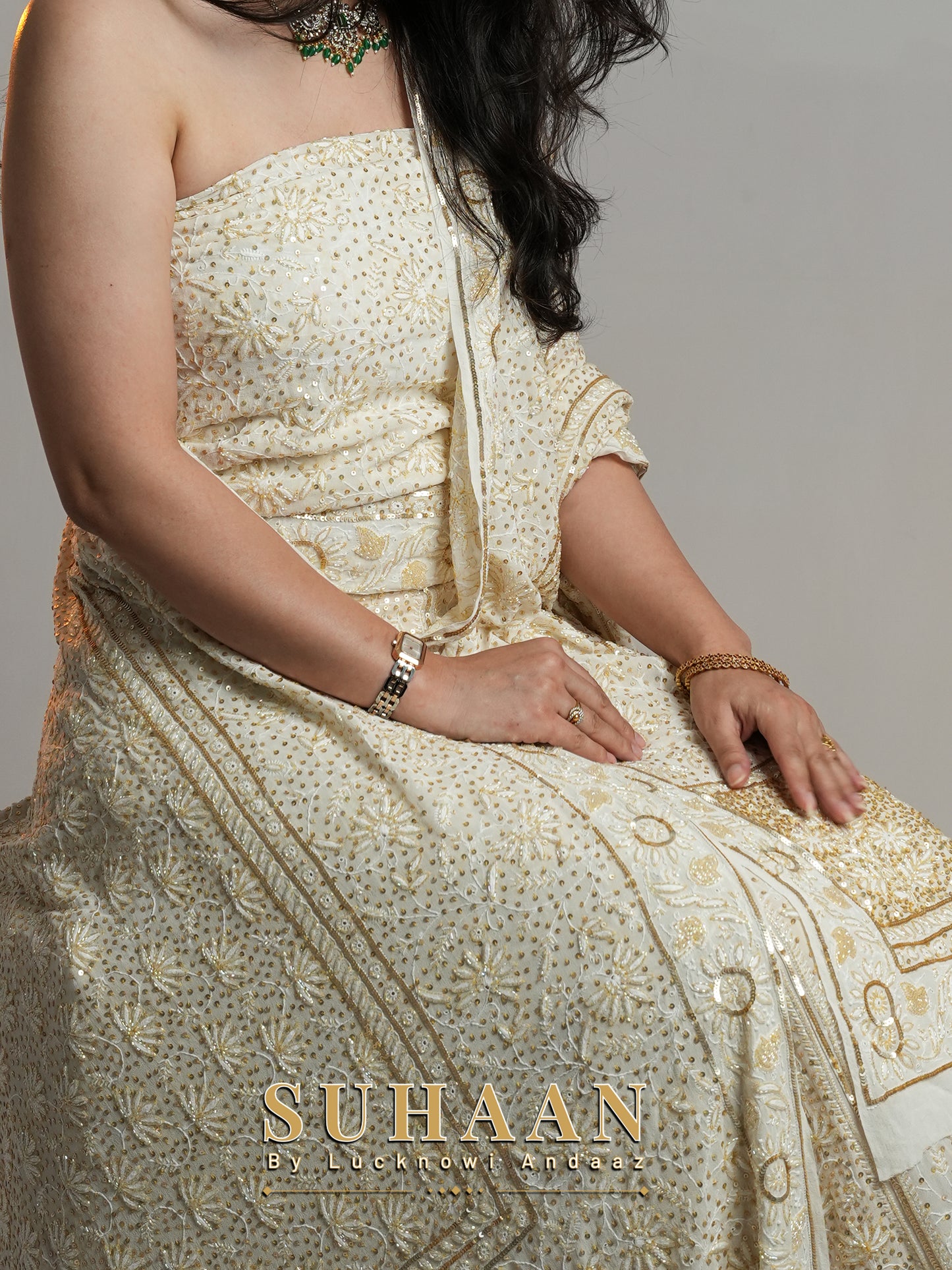Suhaan Do Taar Chikankari embellished Wedding Lehenga