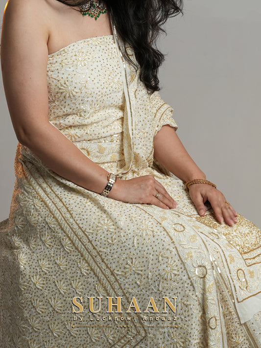 Suhaan Do Taar Chikankari embellished Wedding Lehenga