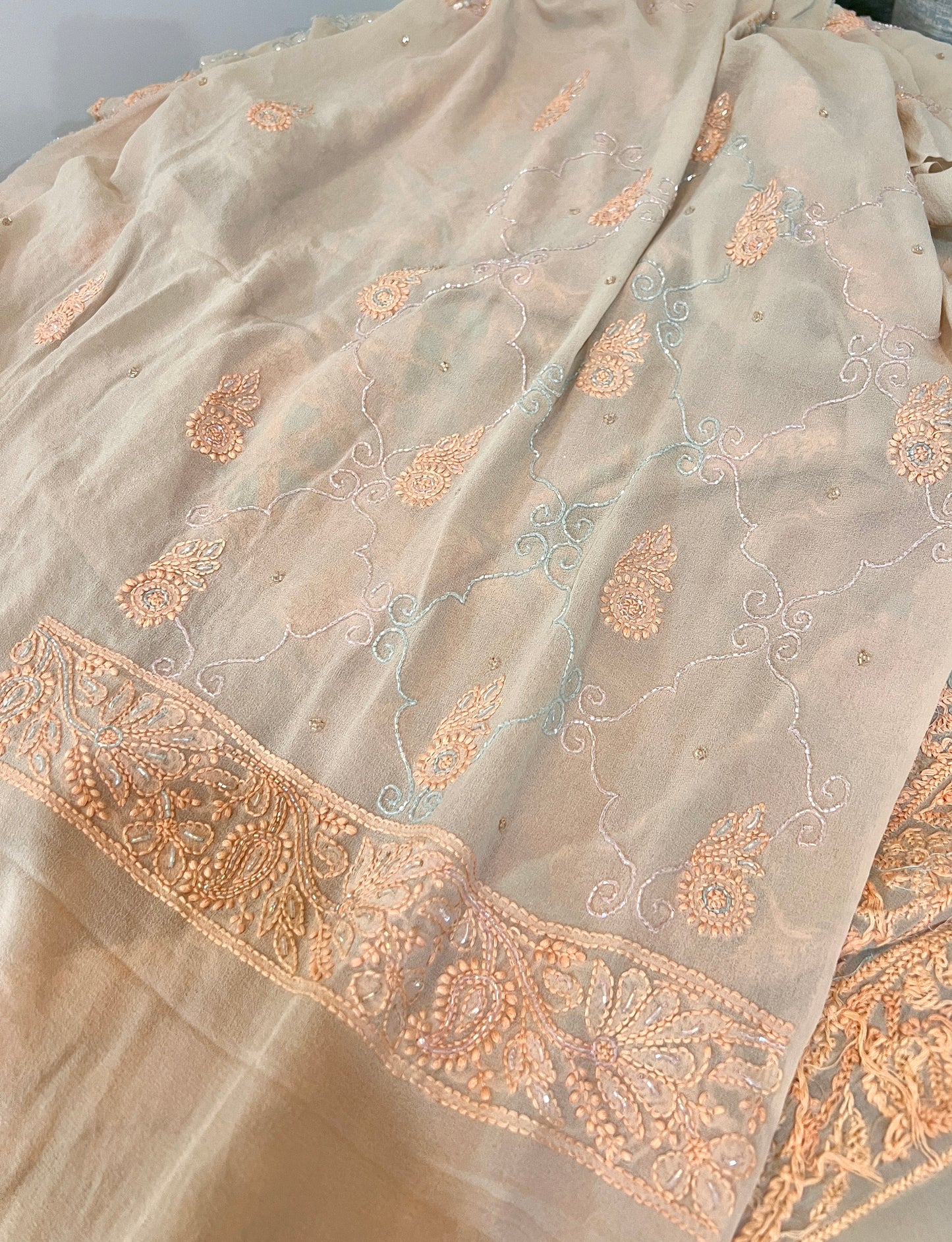 Champagne multi cut dana sequins kurta and dupatta