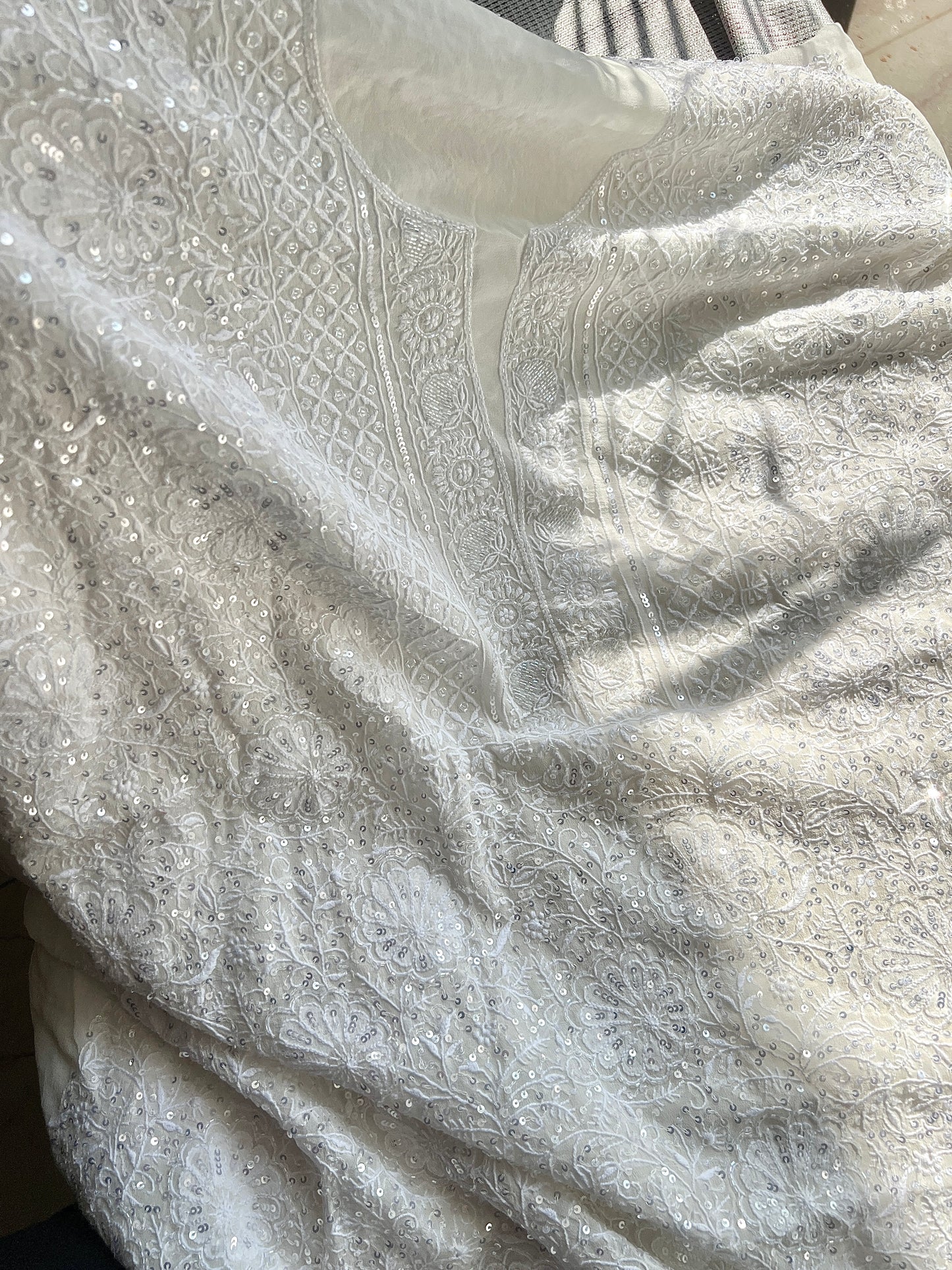 Suhaan Chikankari sequins cut Dana work kurta and dupatta
