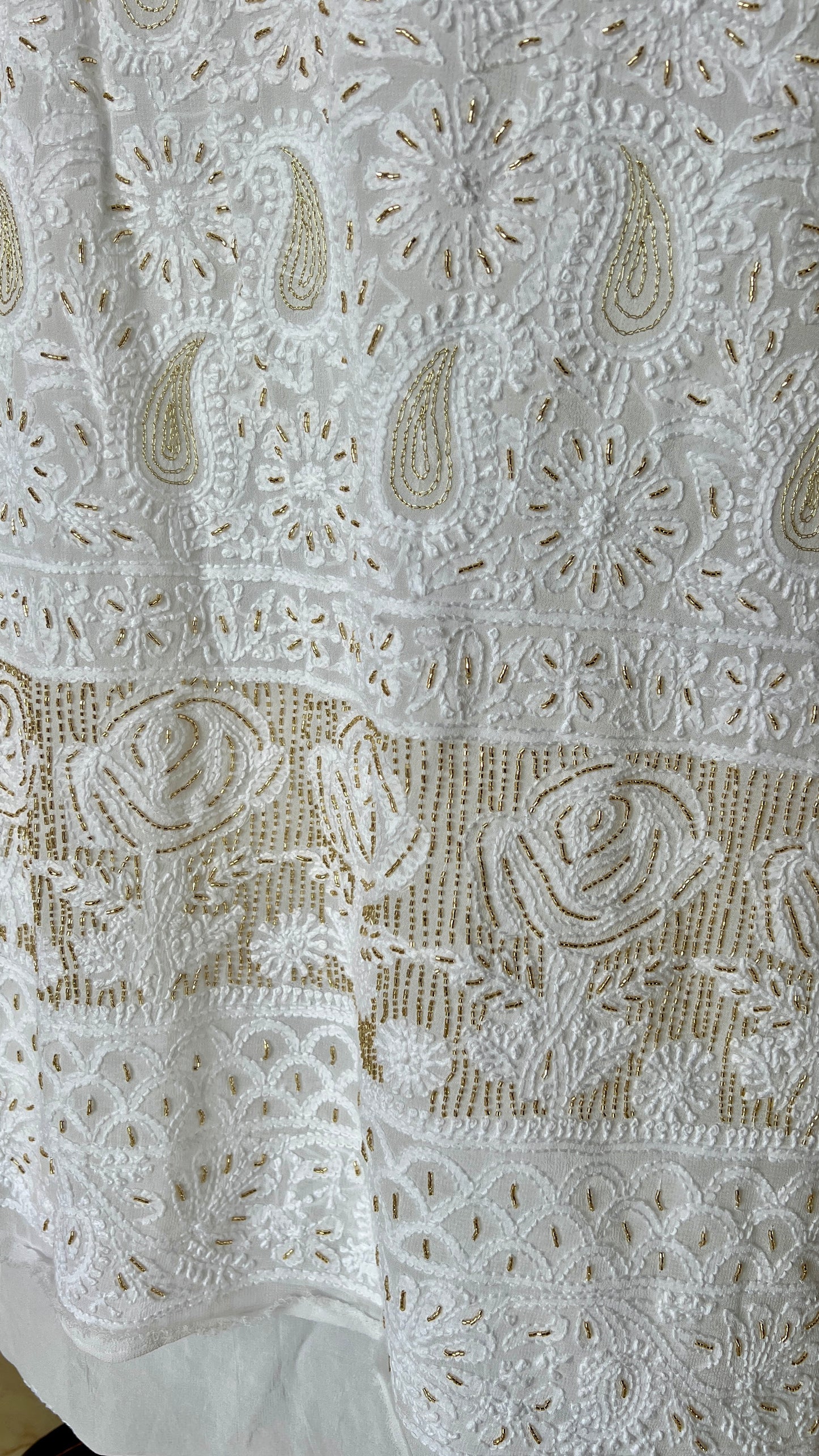 Chikankari golden Cut Dana and aari work Kurta and Dupatta