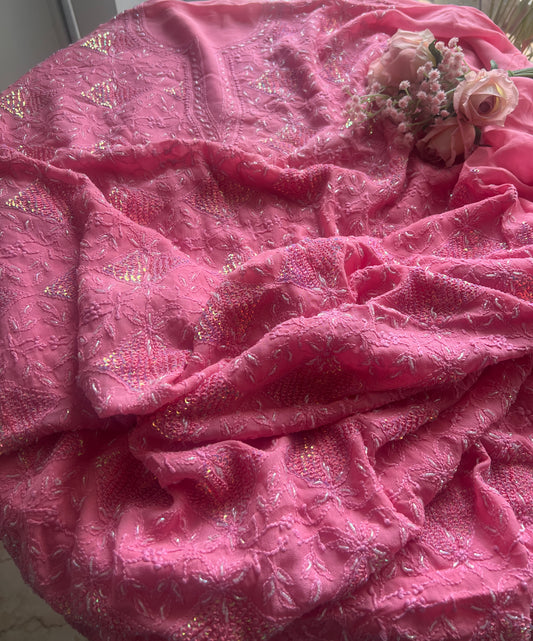 Chikankari cut dana sequins and Resham work kurta and dupatta