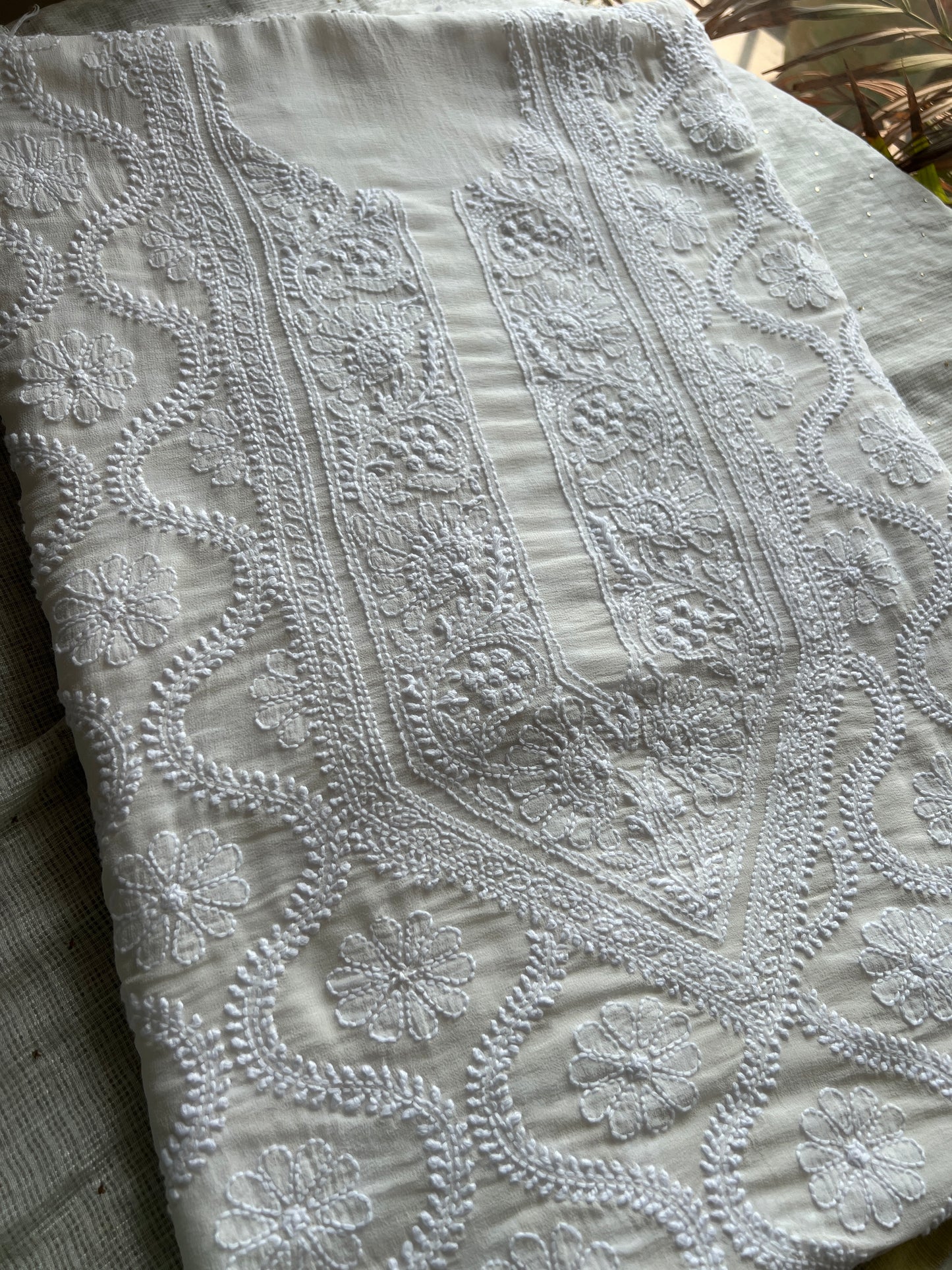 Ivory Allover Chikankari Men's Kurta Fabric