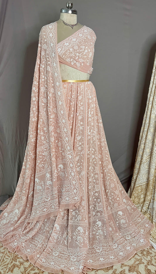 Suhaan Do Taar Chikankari embellished Wedding Lehenga