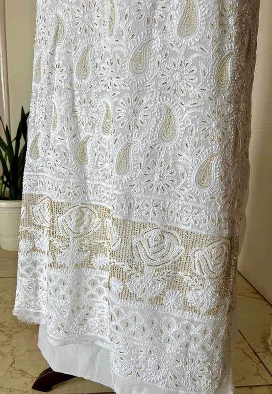 Chikankari golden Cut Dana and aari work Kurta and Dupatta