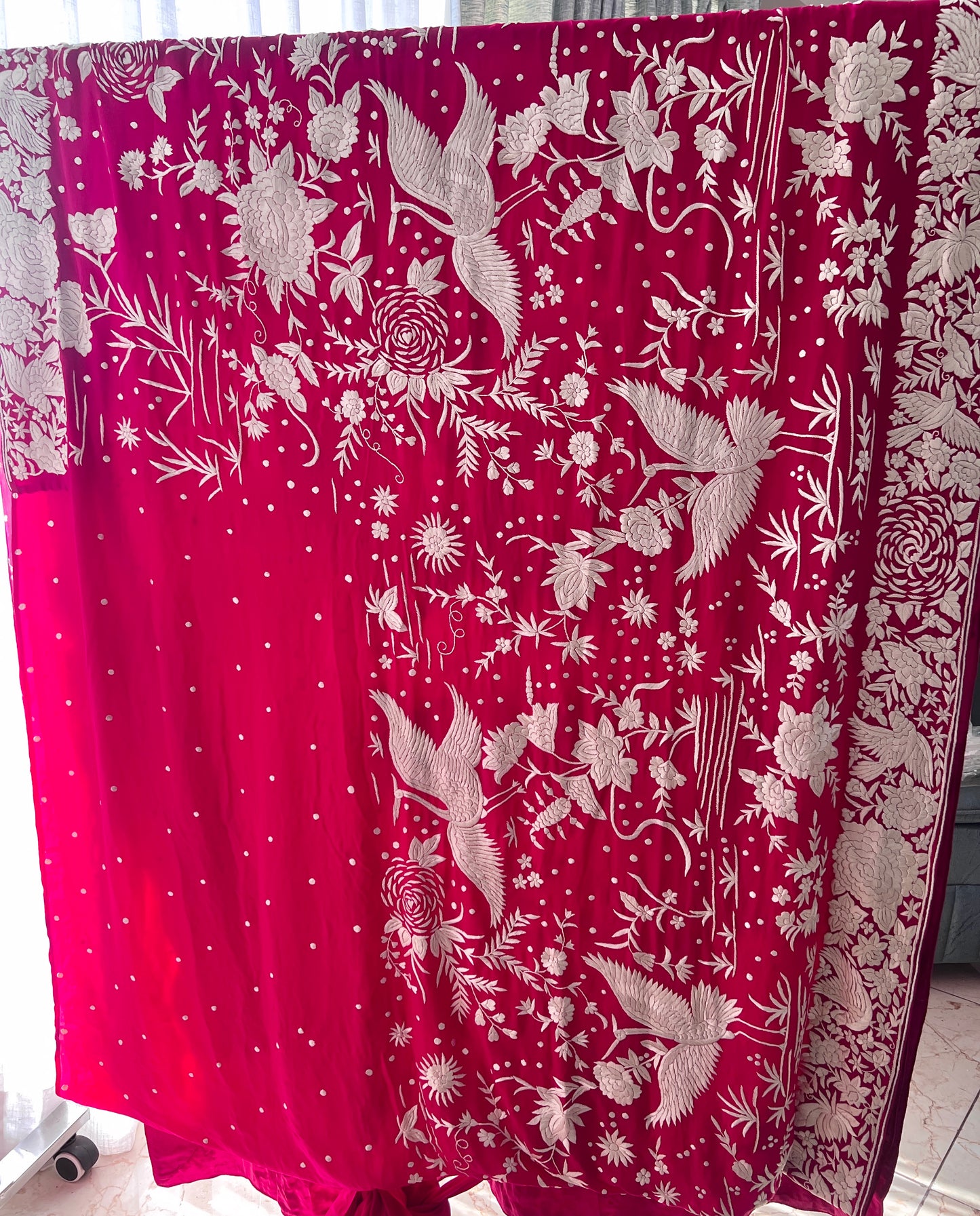 Ruby Pink Masterpiece Parsi Gara Pure Crepe Saree