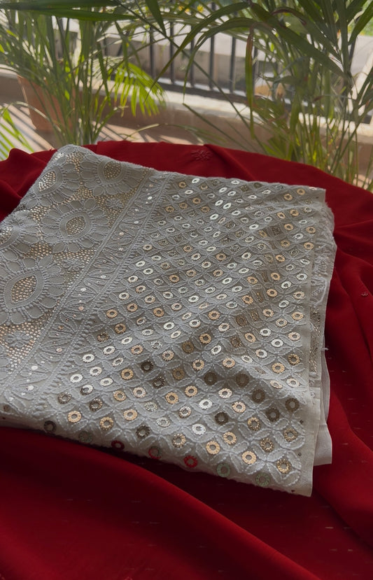 Chikankari and Ring Mukaish Kurta and Dupatta