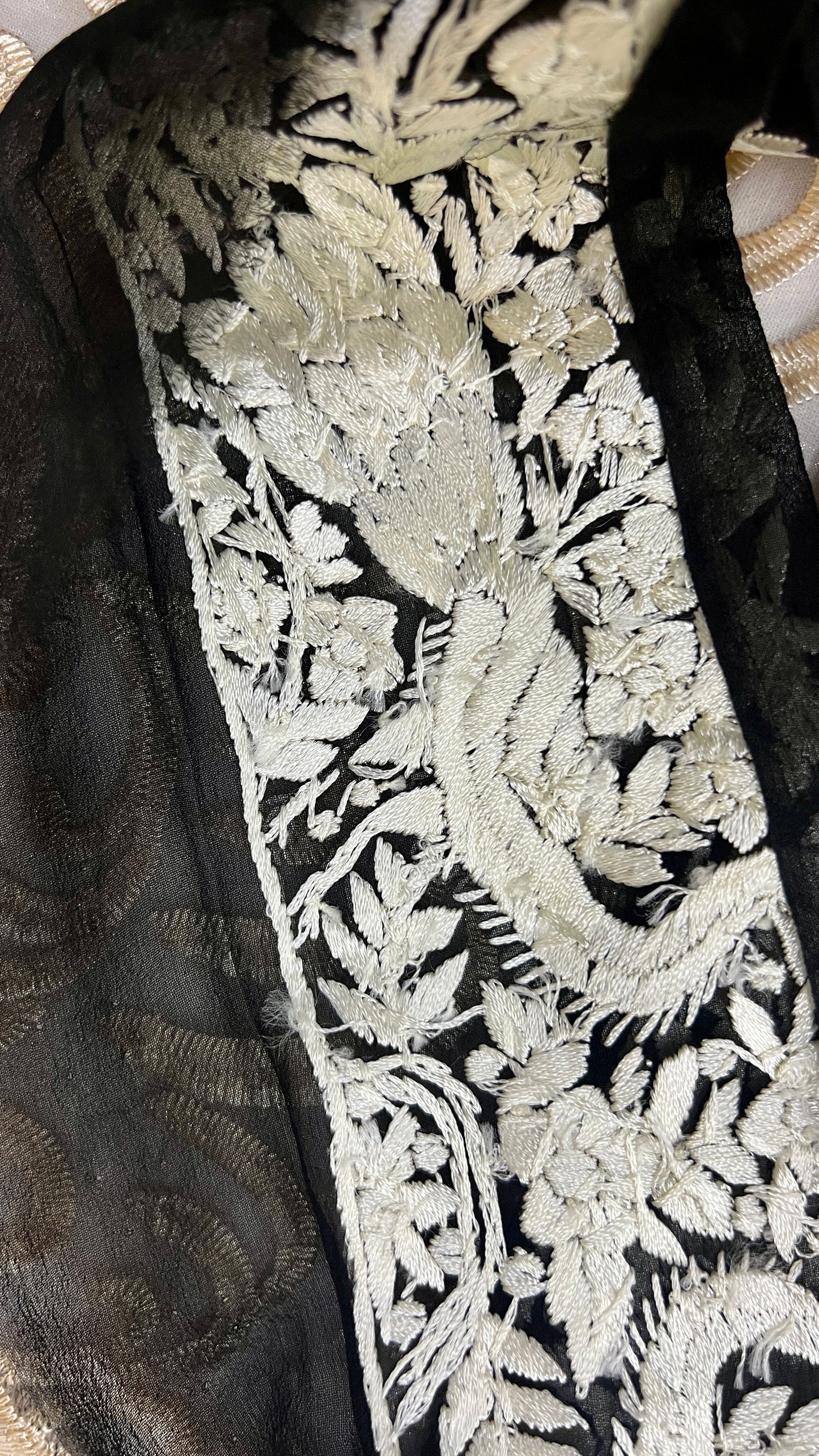 Black hand embroidered parsi gara border