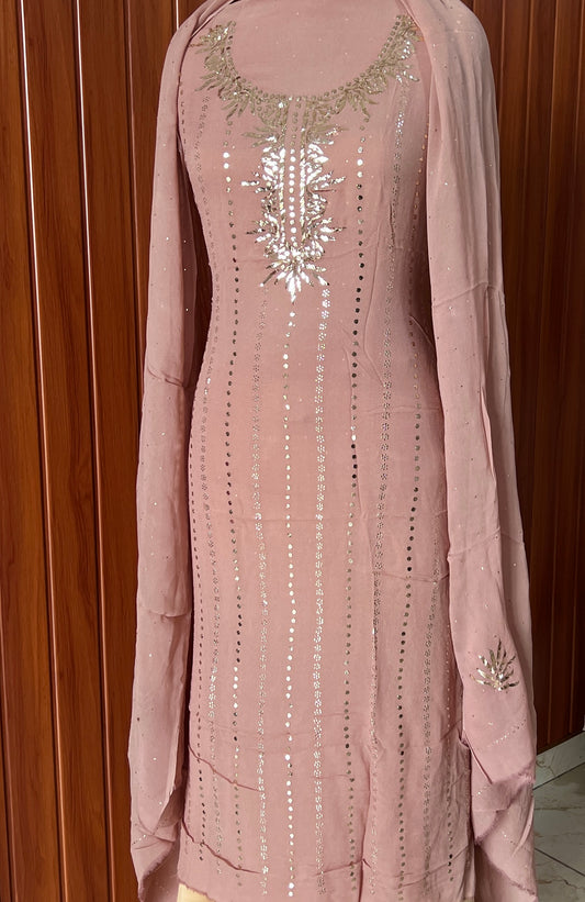 Taupe badla and mukaish work Kurta and Dupatta