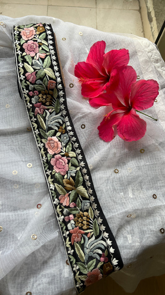 Black hand embroidered parsi gara border