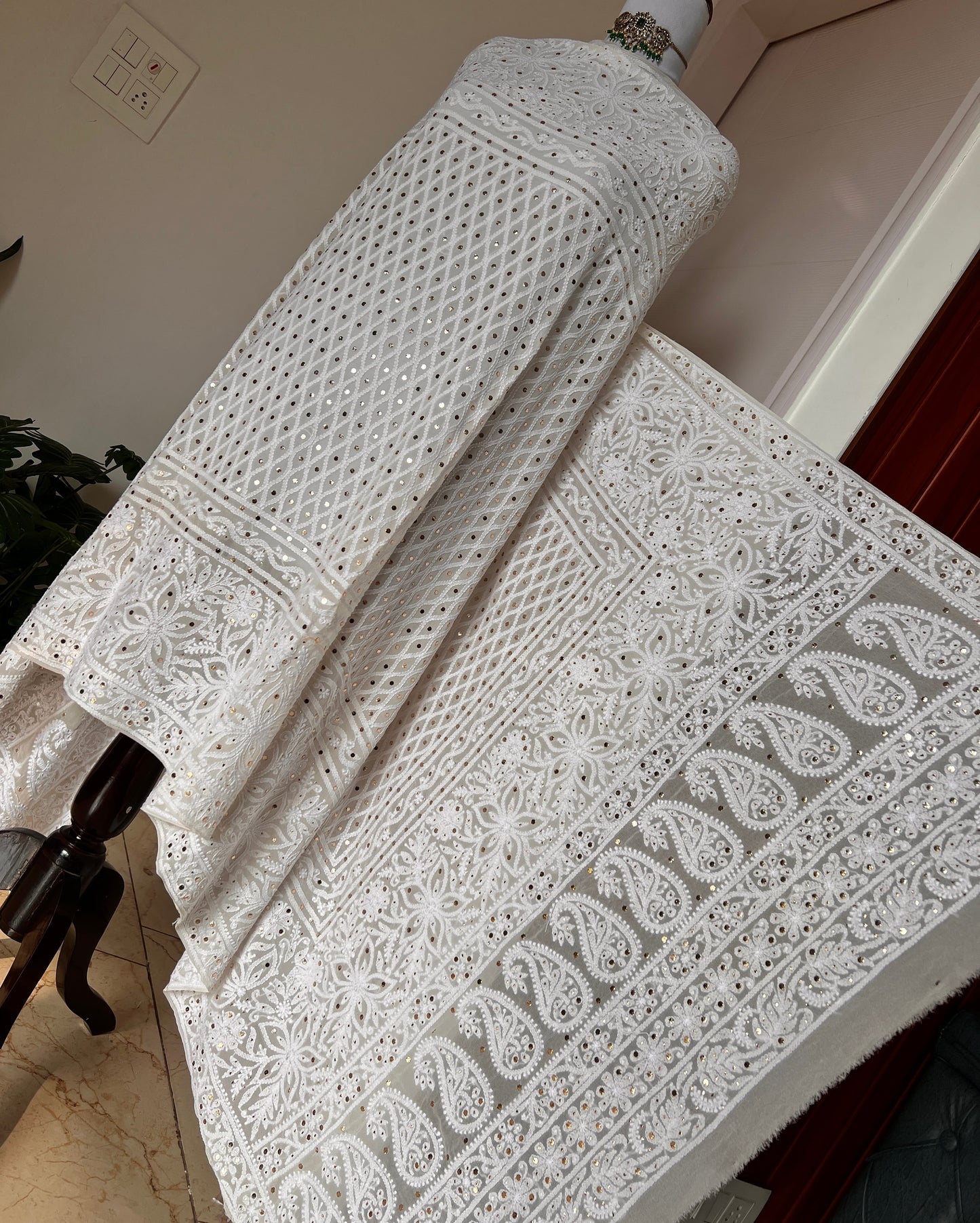 Ruhani Chikankari and Mukaish Dupatta